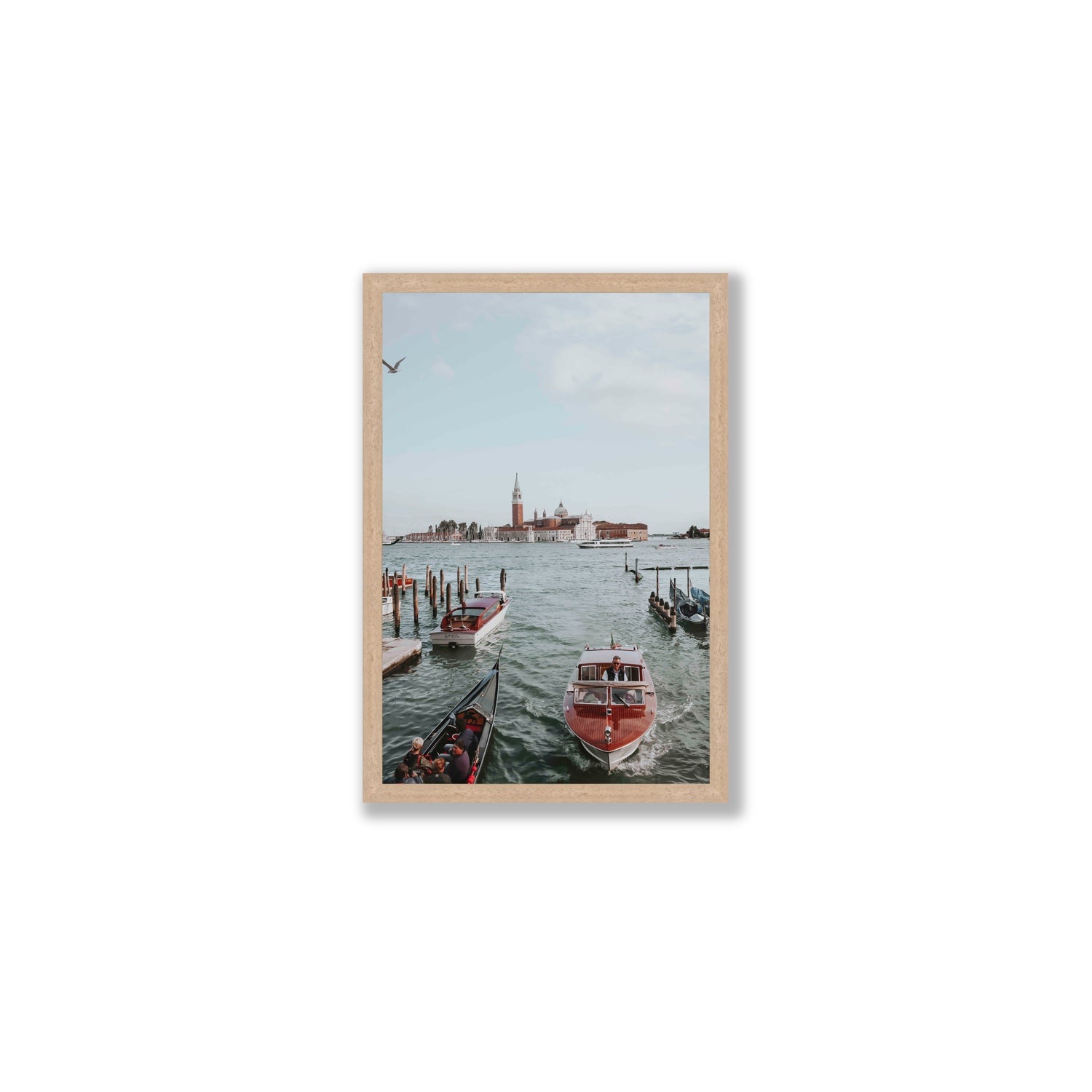 Galleggiante Venice Italian wall art Medium full-bleed fine art print in natural oak frame
