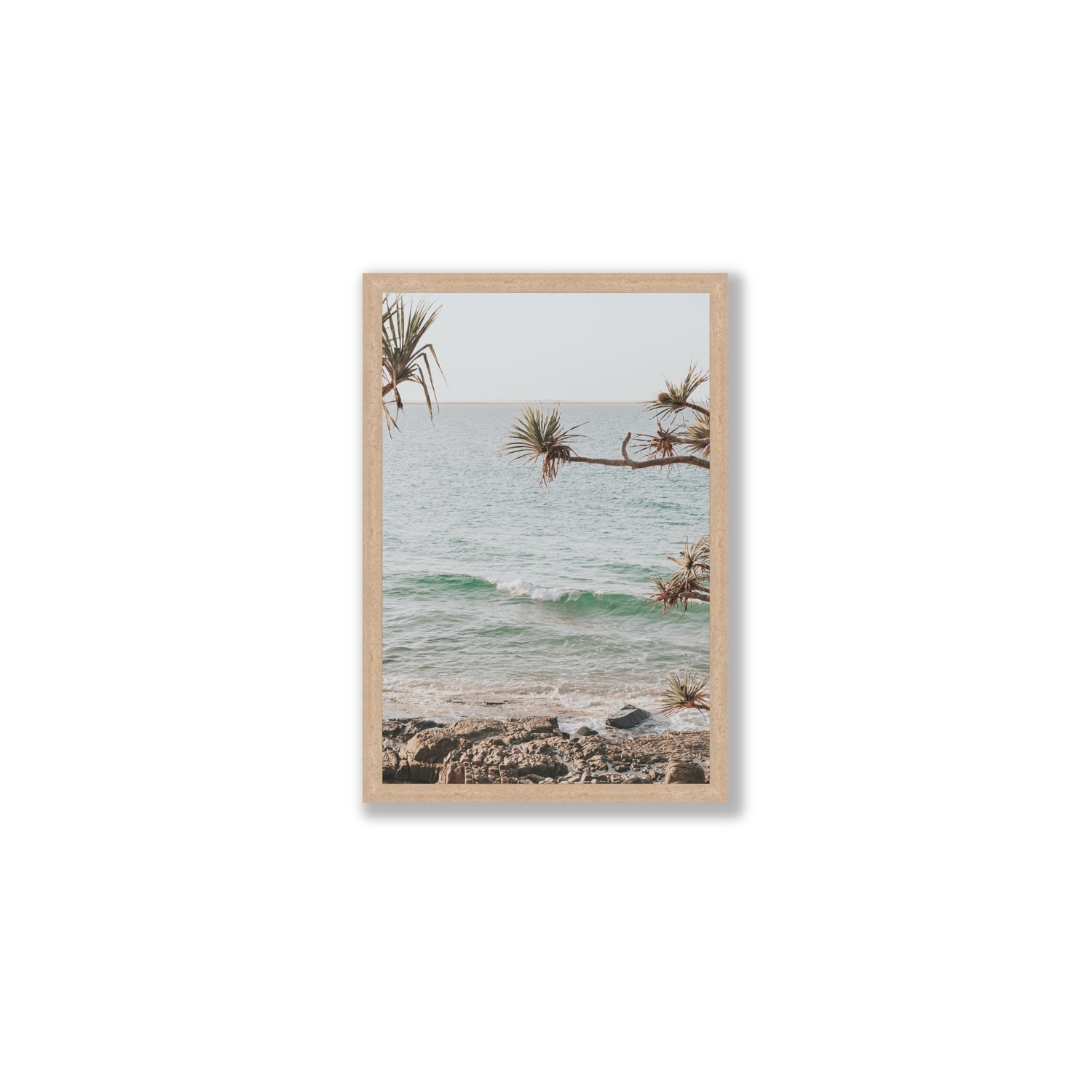 Good Vibrations fine art print, Noosa, Australia, coastal scenes artwork, Medium, Natural Oak Frame · Full Bleed, Fine Art Print