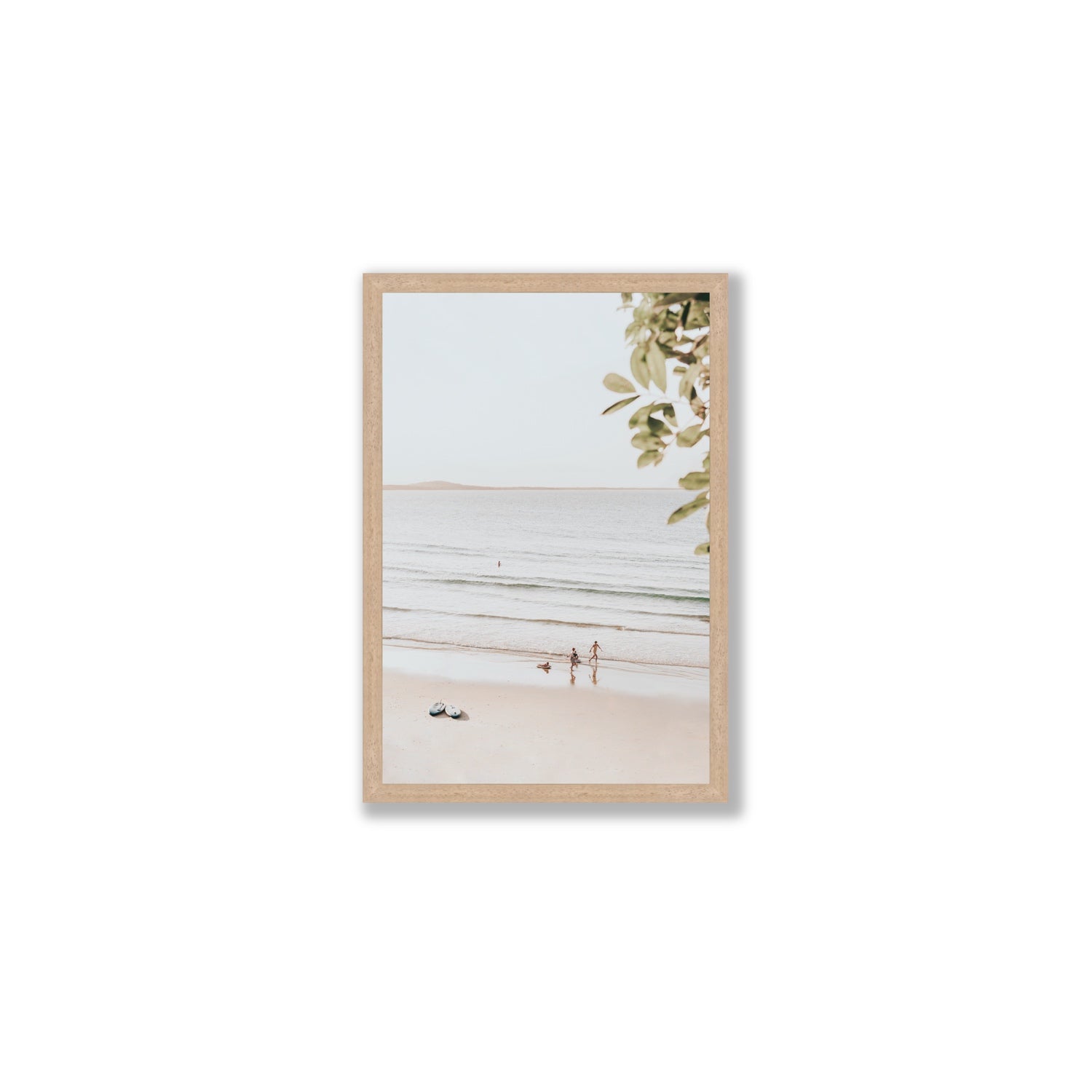 Walking On Sunshine fine art print, Noosa, Australia, coastal scenes artwork, Medium, Natural Oak Frame · Full Bleed, Fine Art Print