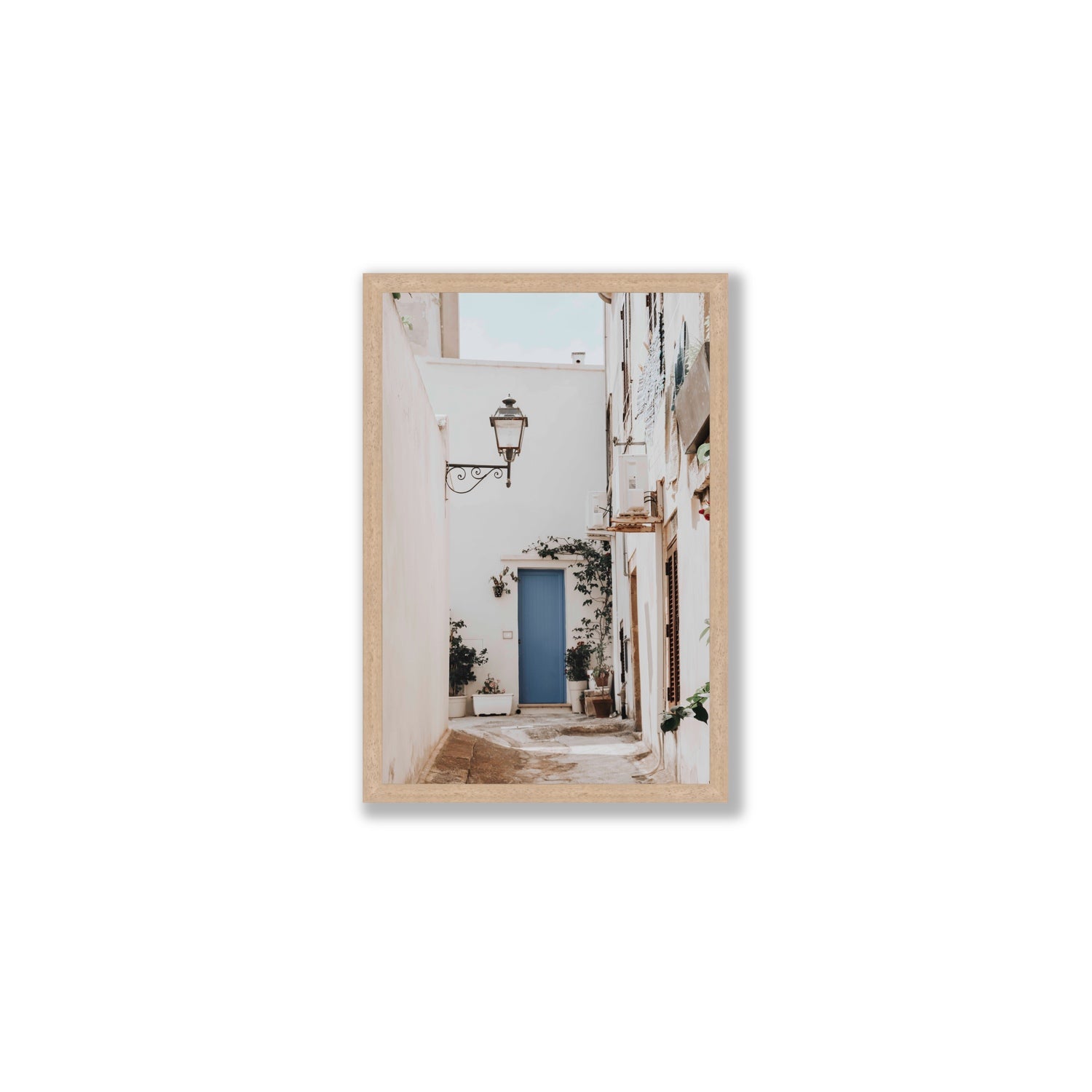 Entry Envy Puglia Ostuni wall art Medium full-bleed fine art print in natural oak frame