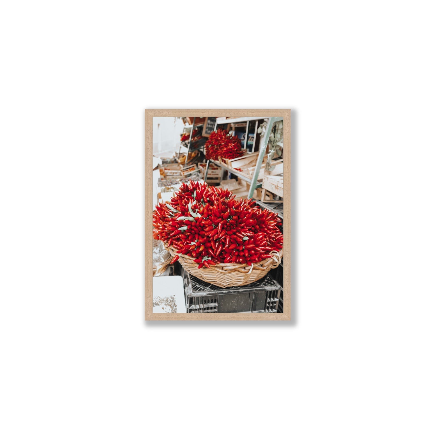 Spicy Bunch Puglia Italian wall art Medium full-bleed fine art print in natural oak frame