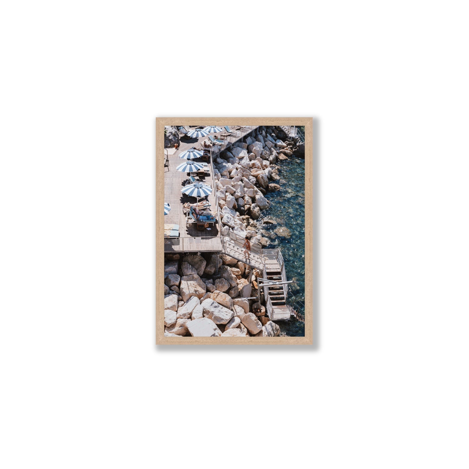 Life On The Shore fine art print, Ischia, Italy, Medium, Natural Oak Frame · Full Bleed, Fine Art Print