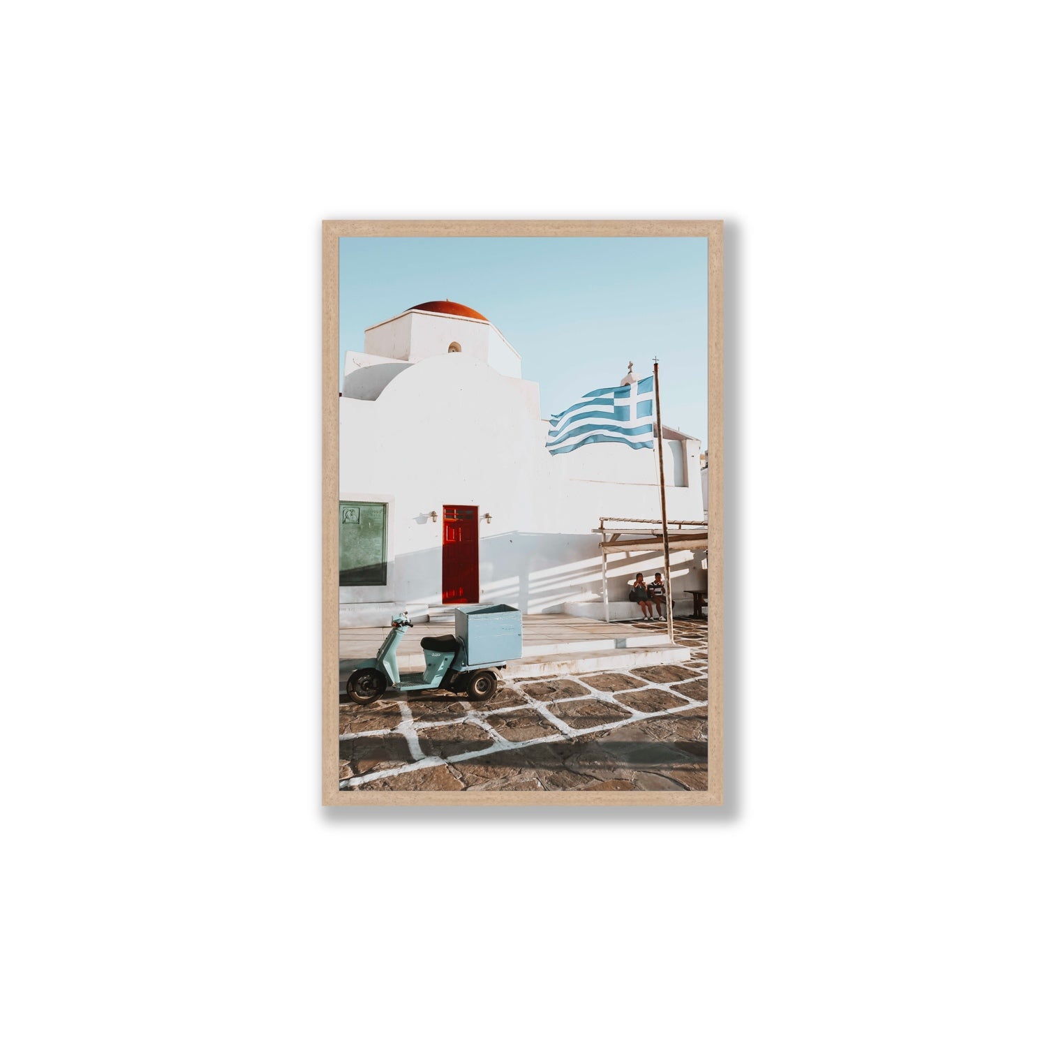 Mykonos Postcard fine art print, Mykonos, Greece, Large, Natural Oak Frame · Full Bleed, Fine Art Print