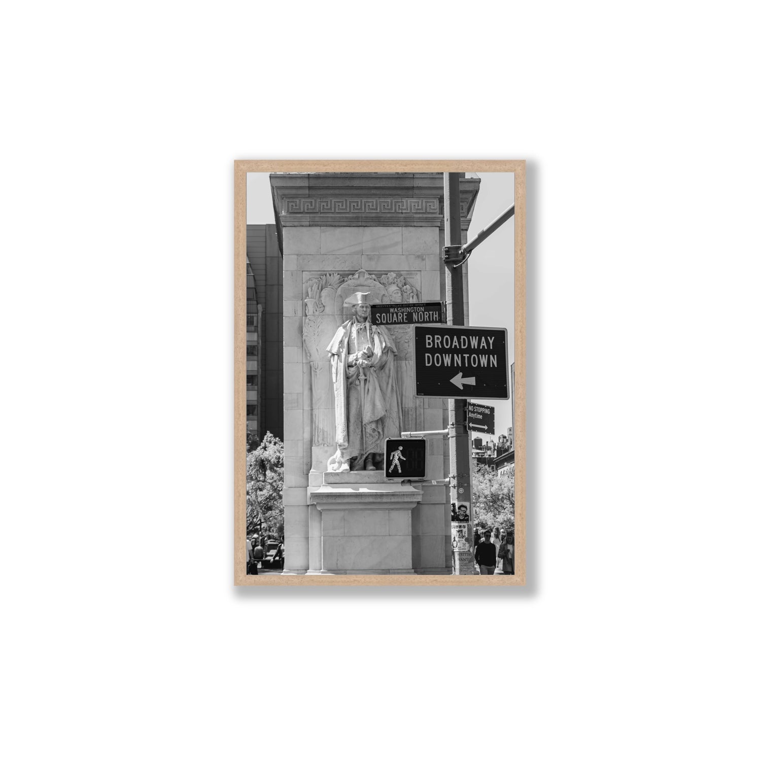 Silent Sentinels New York NYC Black & White wall art Large full-bleed fine art print in natural oak frame