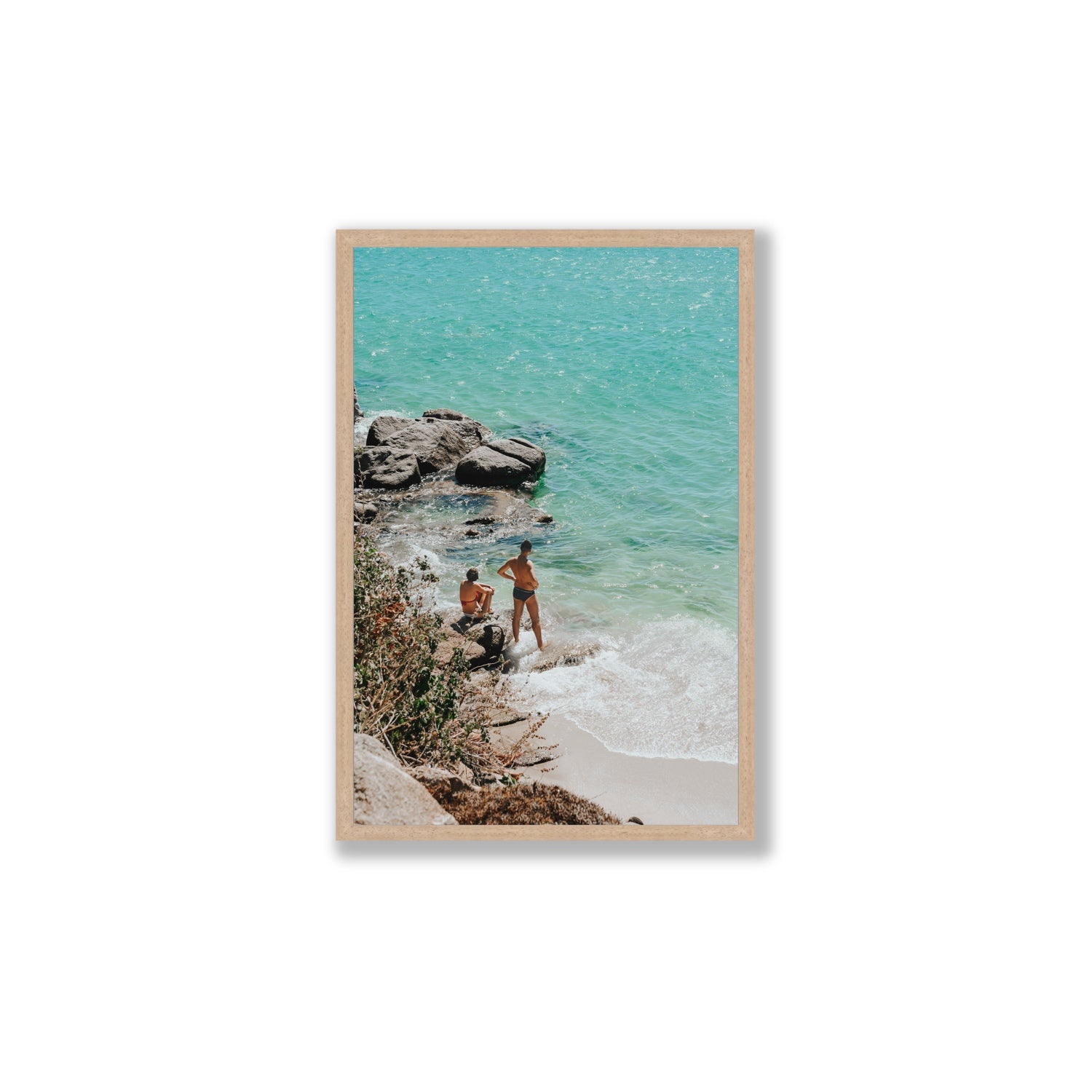 Scene Stealers Mykonos Greek island wall art Large full-bleed fine art print in natural oak frame