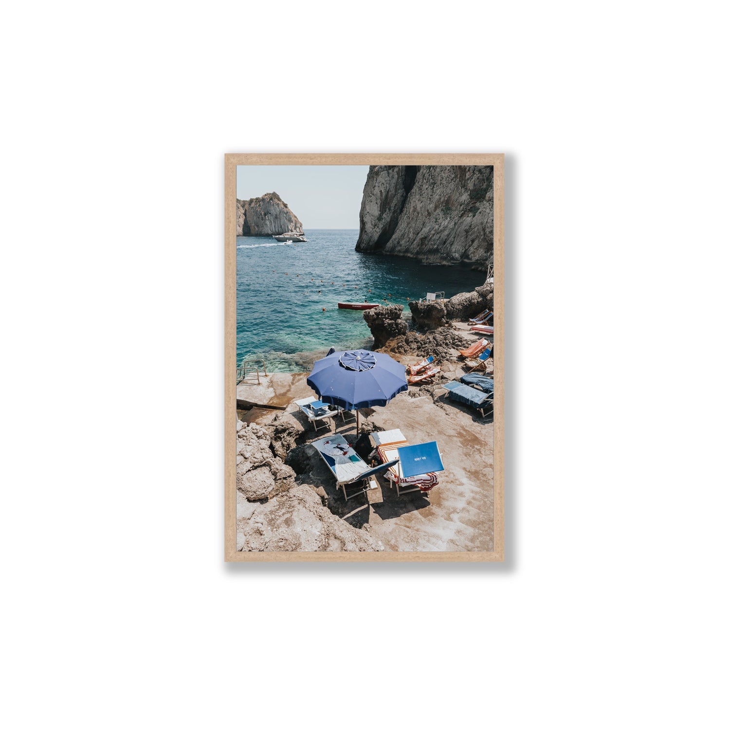 Lonely Loungers fine art print, Capri, Italy, Large, Natural Oak Frame · Full Bleed, Fine Art Print