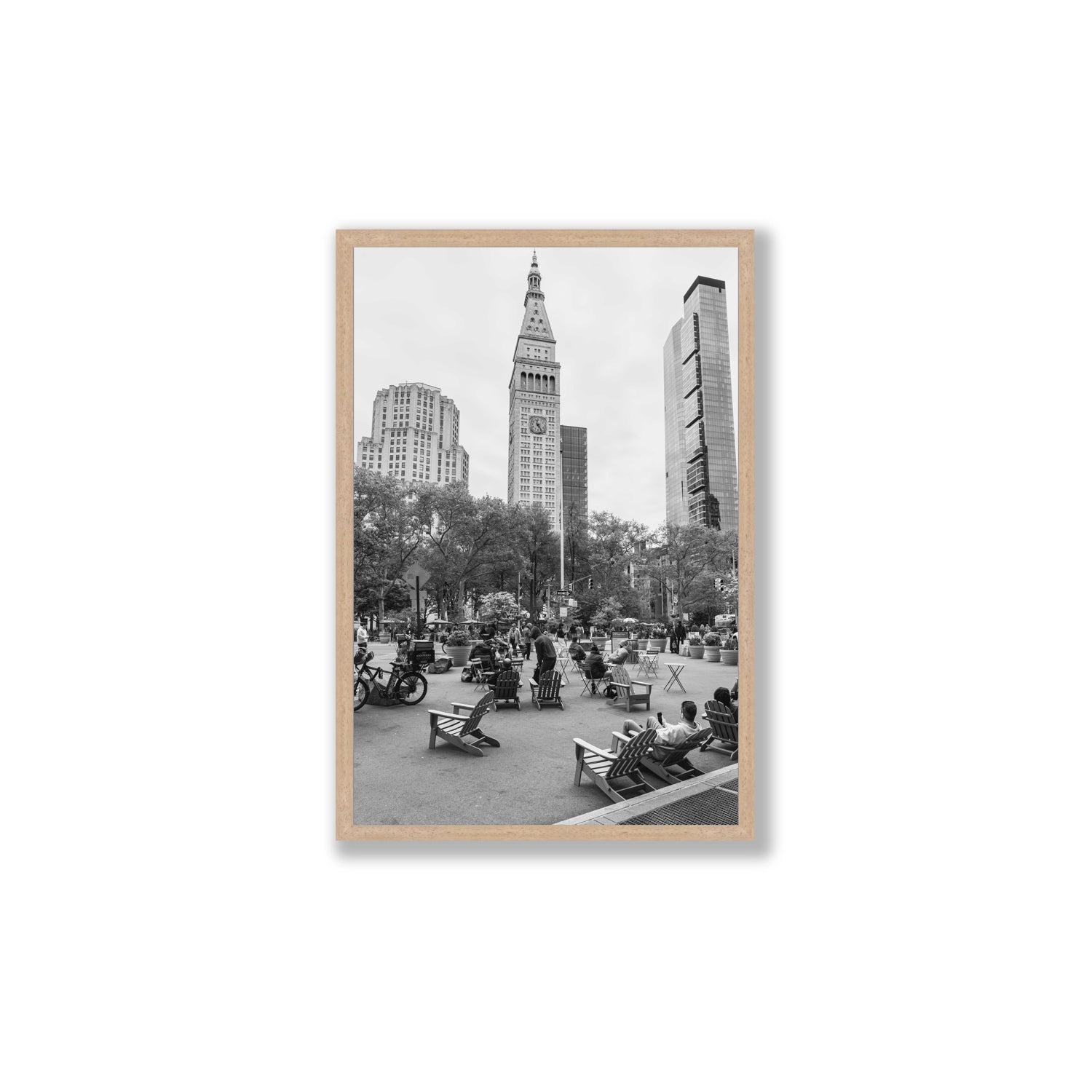 Timeless New York New York NYC Black & White wall art Large full-bleed fine art print in natural oak frame