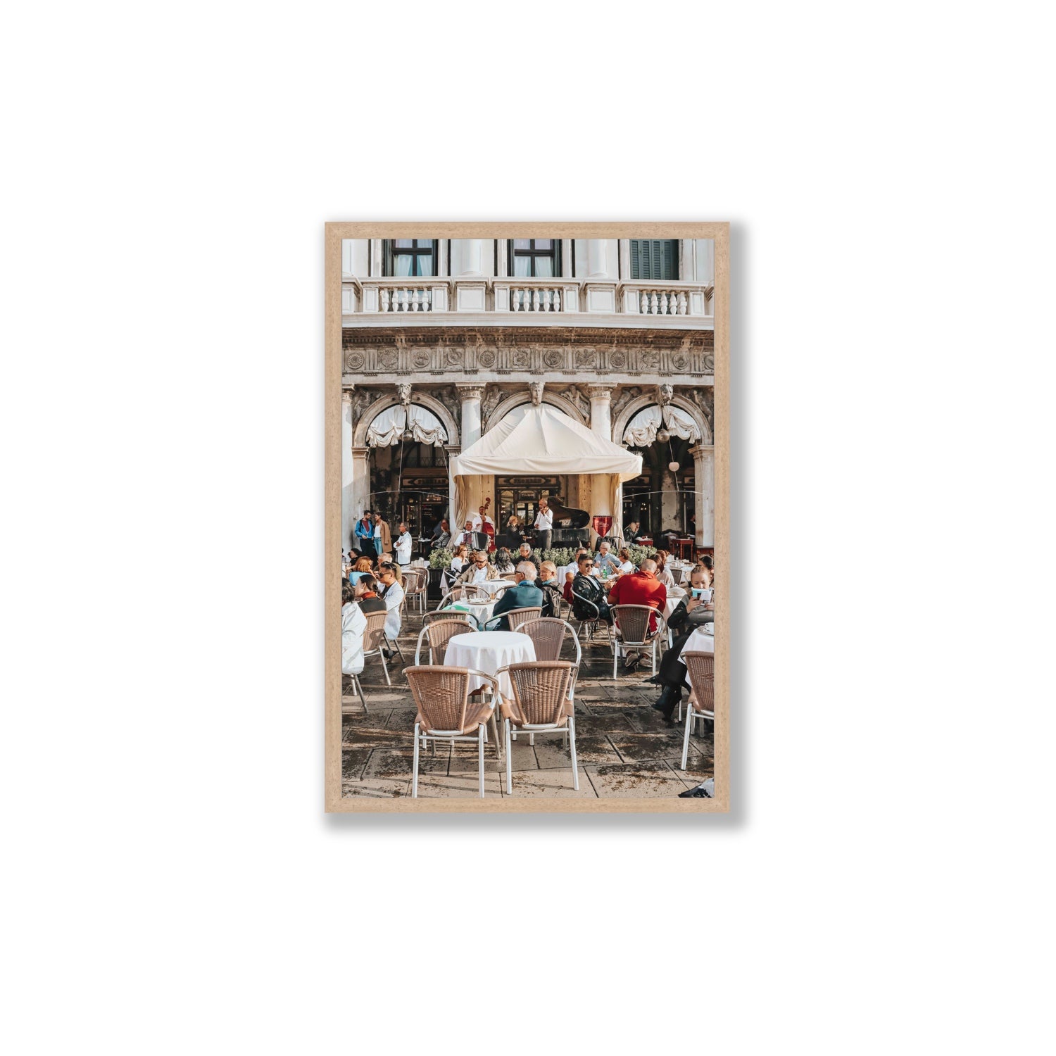 Piazza San Marco Venice Italian wall art Large full-bleed fine art print in natural oak frame