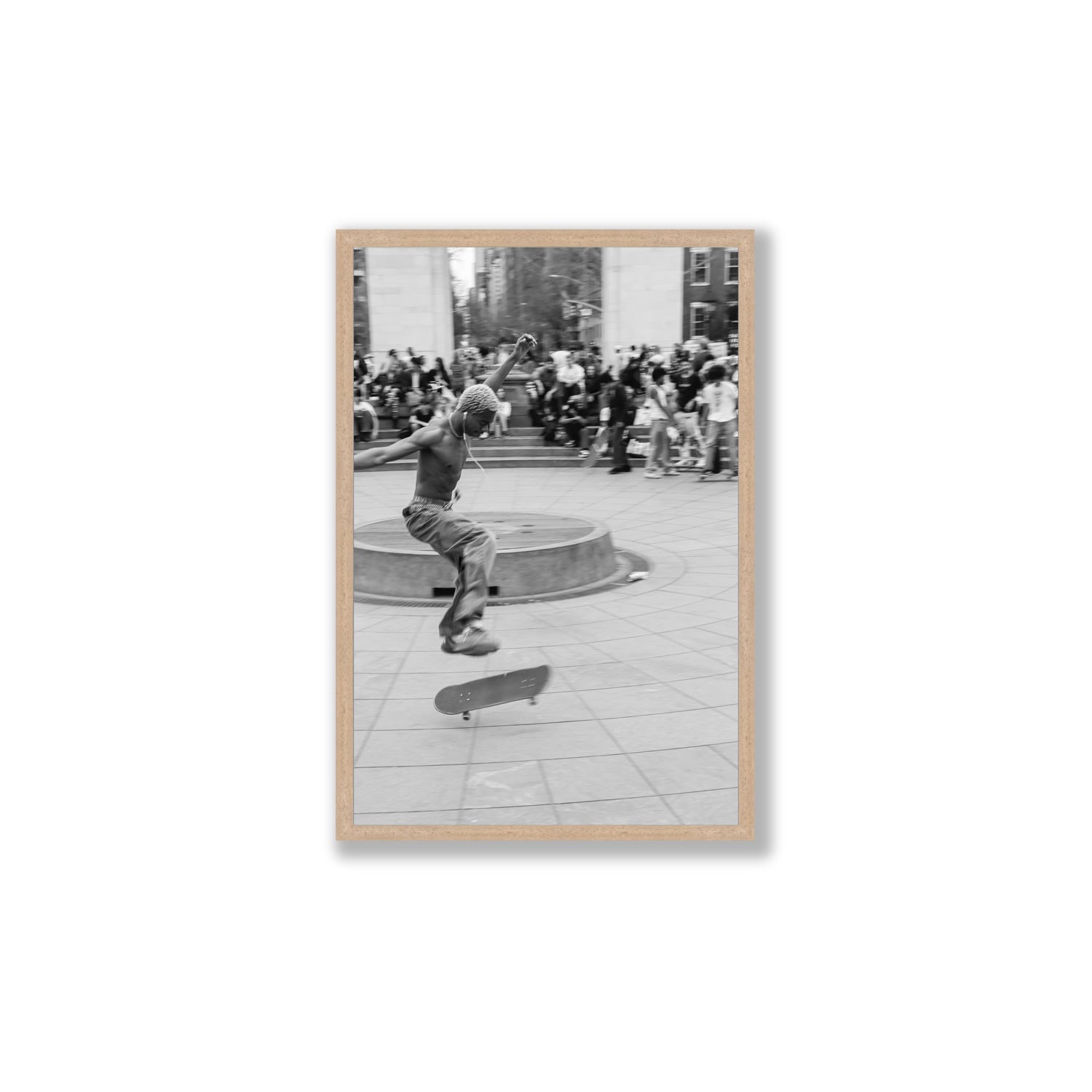 Airborne Rhythms New York NYC Black & White wall art Large full-bleed fine art print in natural oak frame