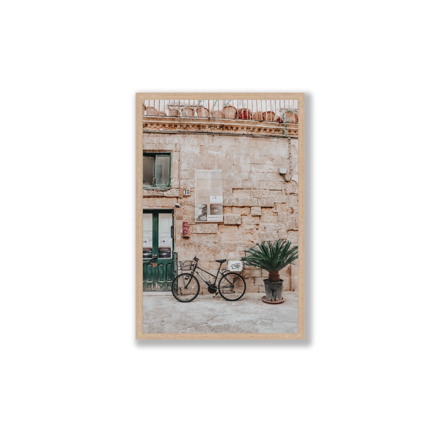 Salento Streets Puglia Lecce Italian wall art Large full-bleed fine art print in natural oak frame