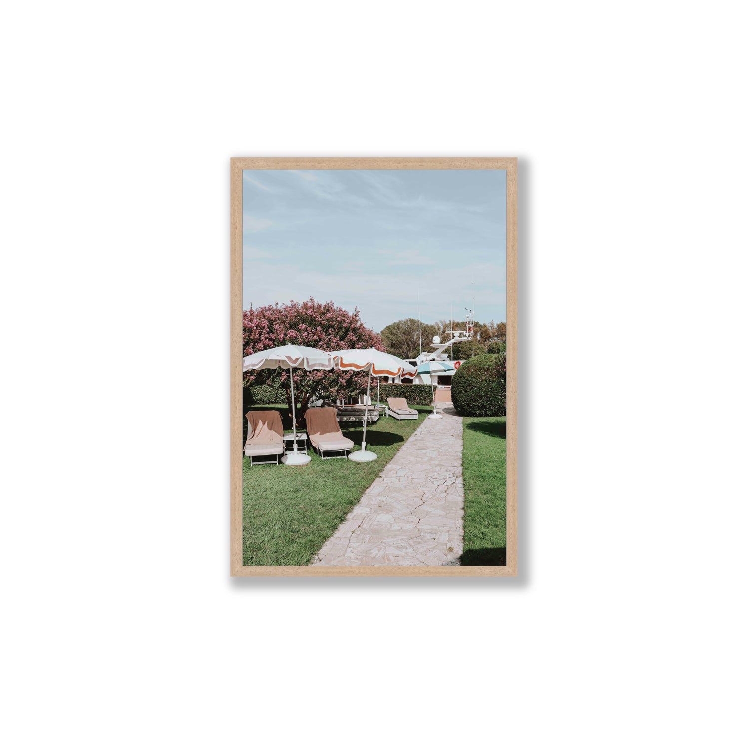 A Bellini Awaits Venice Italian wall art Large full-bleed fine art print in natural oak frame
