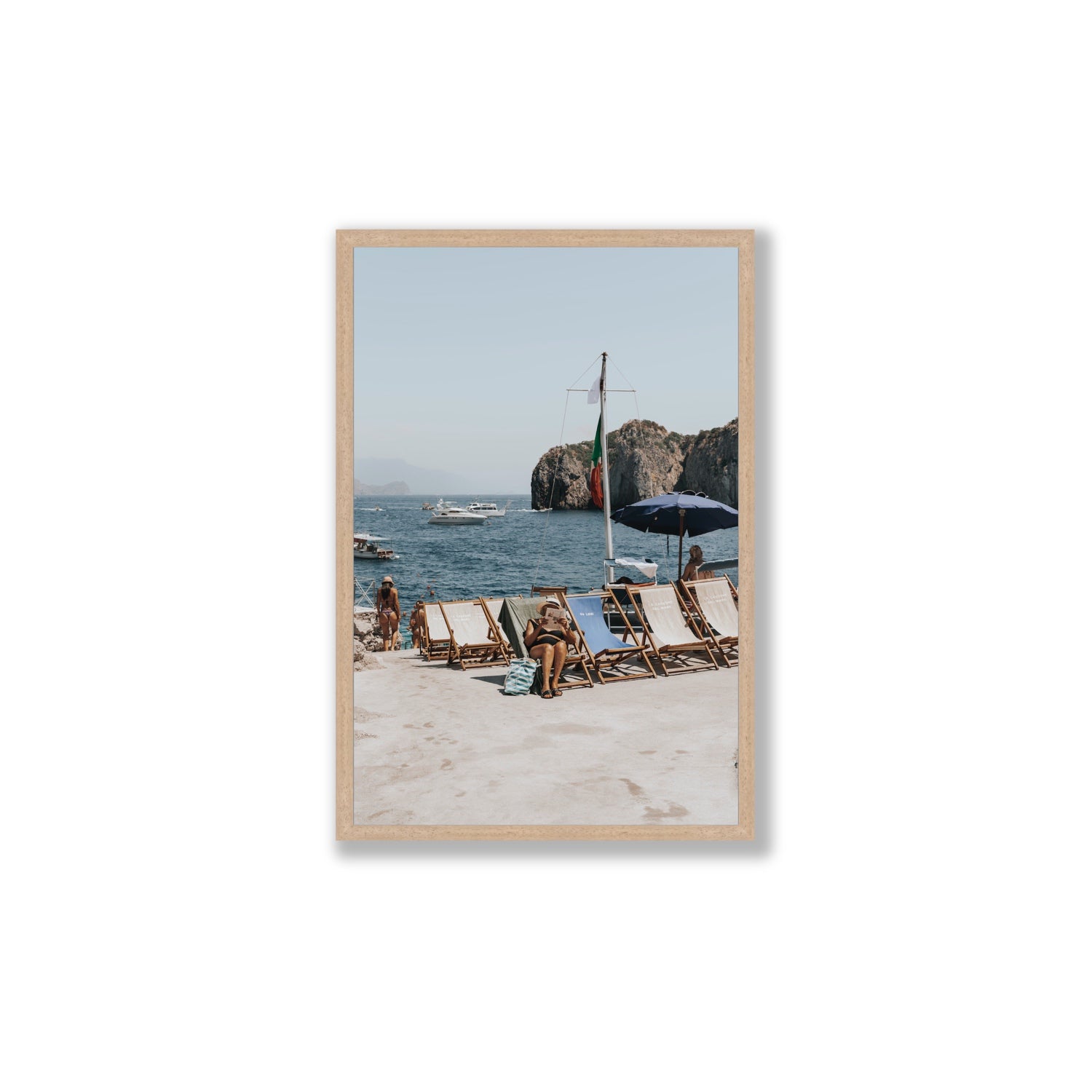 Vintage Sun Goddess fine art print, Capri, Italy, Large, Natural Oak Frame · Full Bleed, Fine Art Print