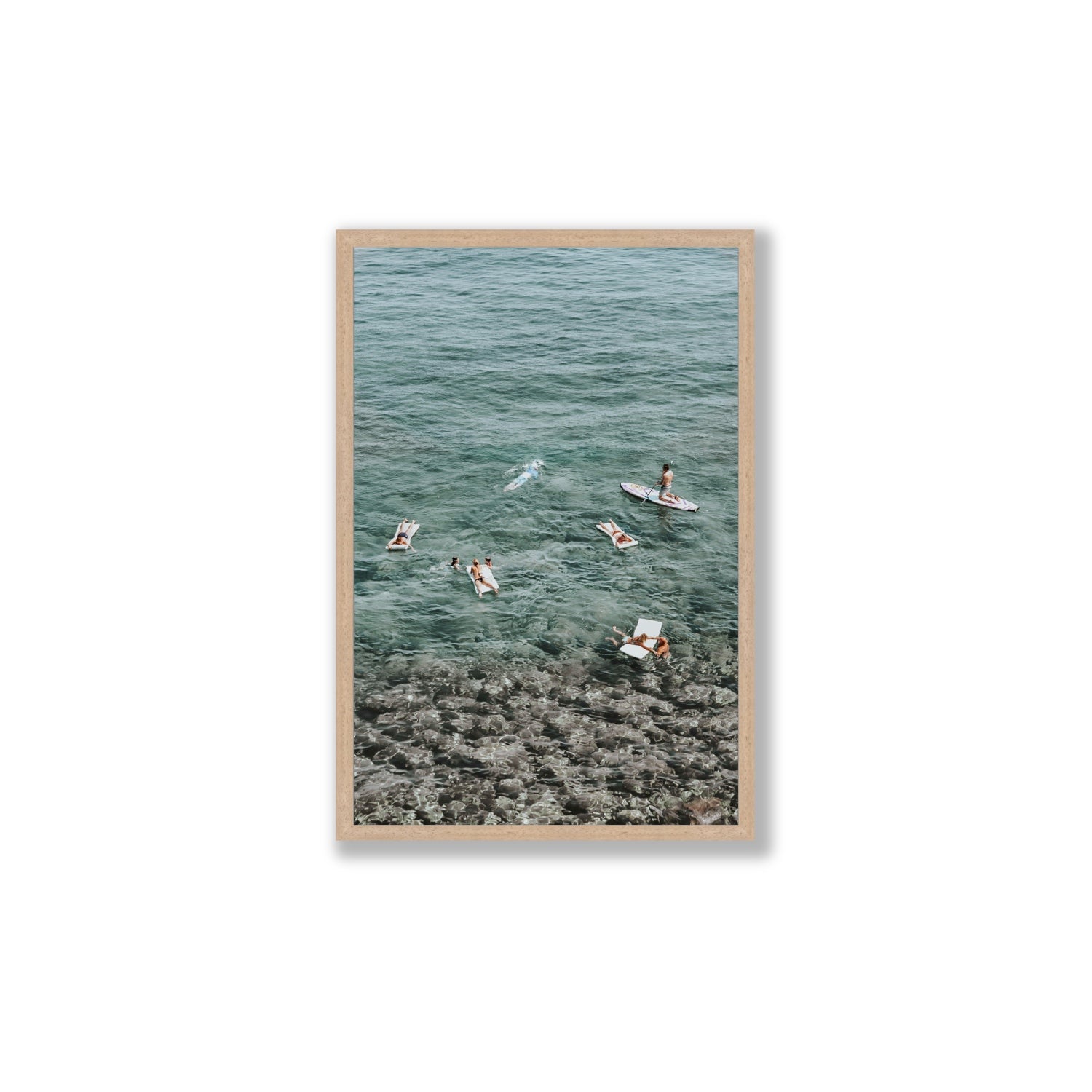 The Big Chill Tuscany coastal Italian wall art Large full-bleed fine art print in natural oak frame