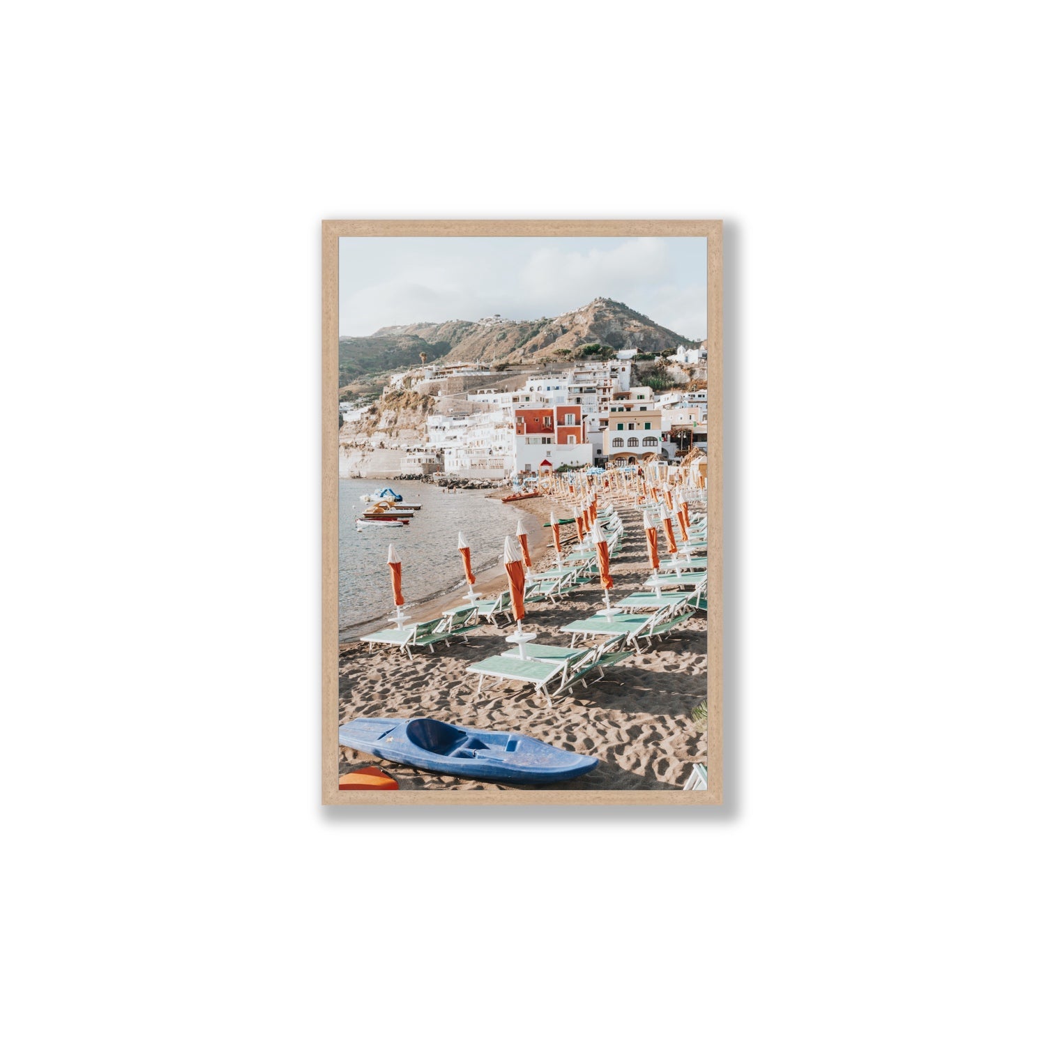L'Isola del Paradiso Ischia Mediterranean wall art Large full-bleed fine art print in natural oak frame