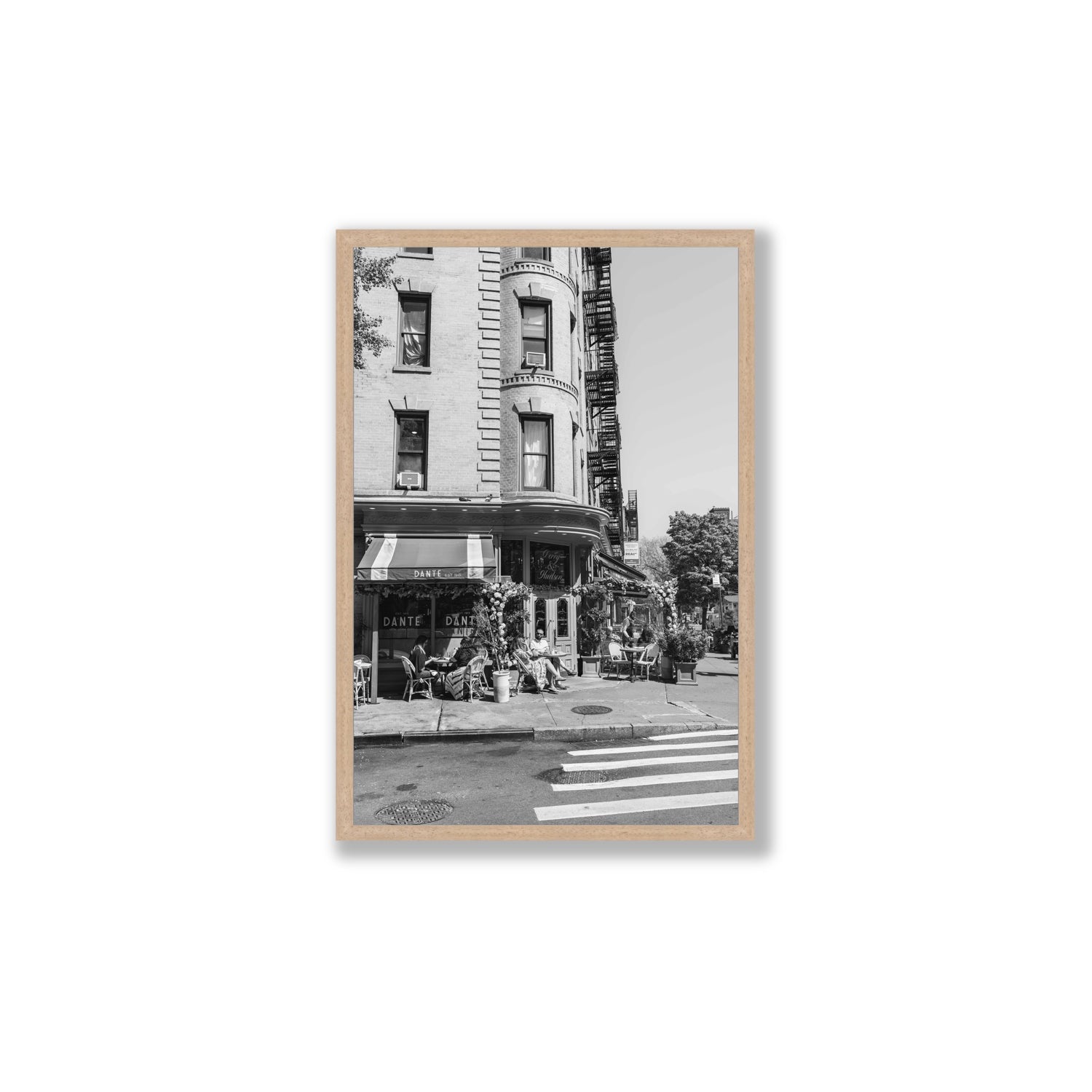 Sunny Soiree New York NYC Black & White wall art Large full-bleed fine art print in natural oak frame