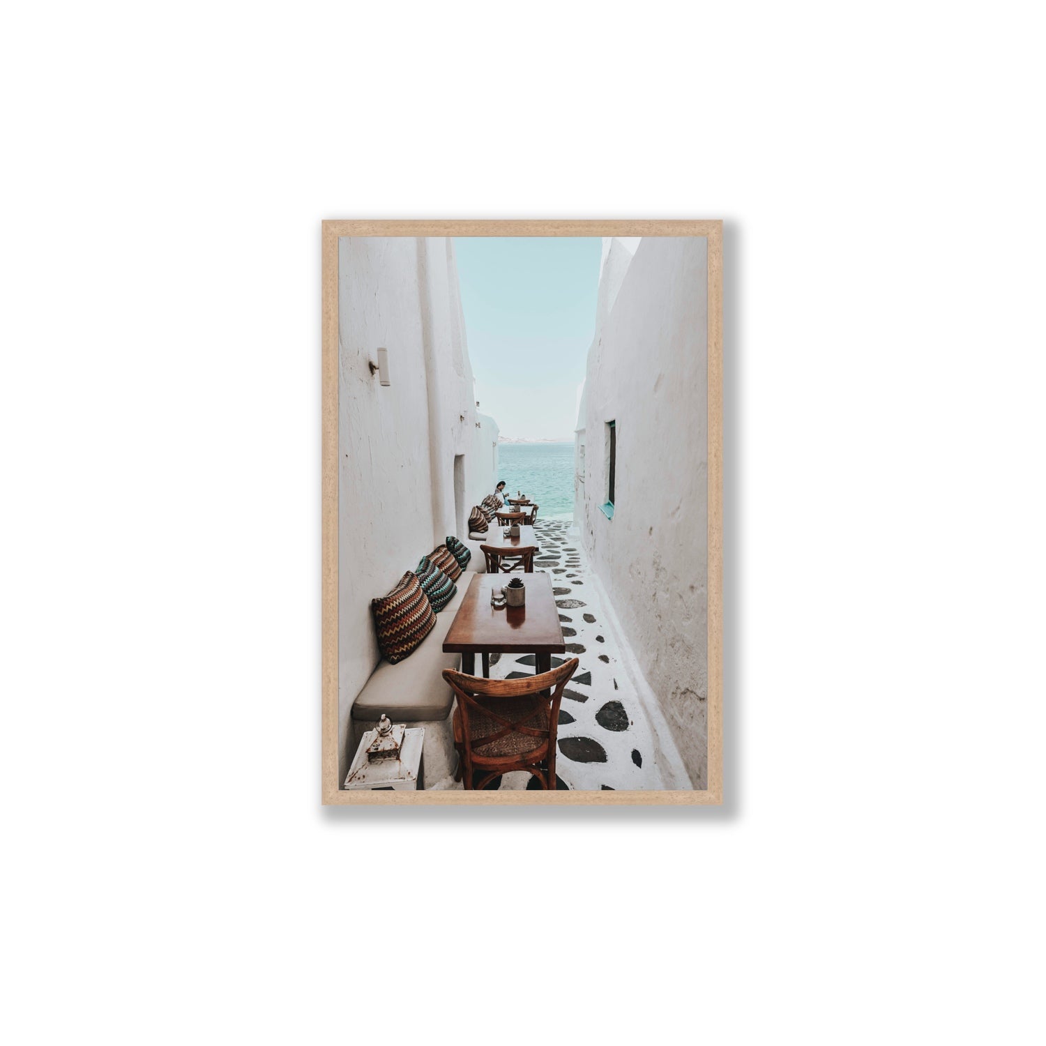 Trip Down Memory Lane fine art print, Mykonos, Greece, Large, Natural Oak Frame · Full Bleed, Fine Art Print