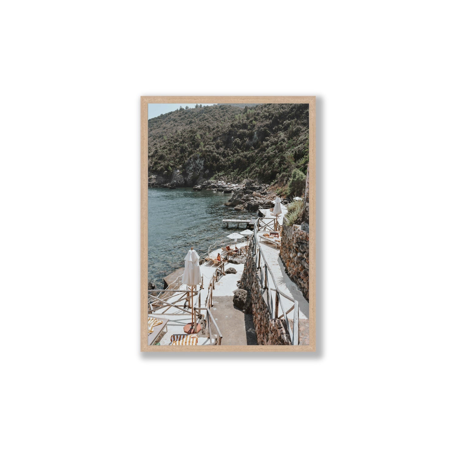 L'Estate Tuscany coastal Italian wall art Large full-bleed fine art print in natural oak frame