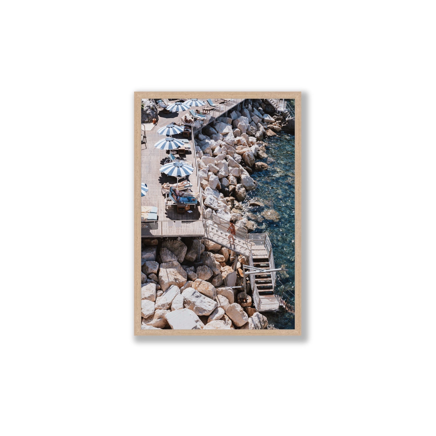 Life On The Shore fine art print, Ischia, Italy, Large, Natural Oak Frame · Full Bleed, Fine Art Print
