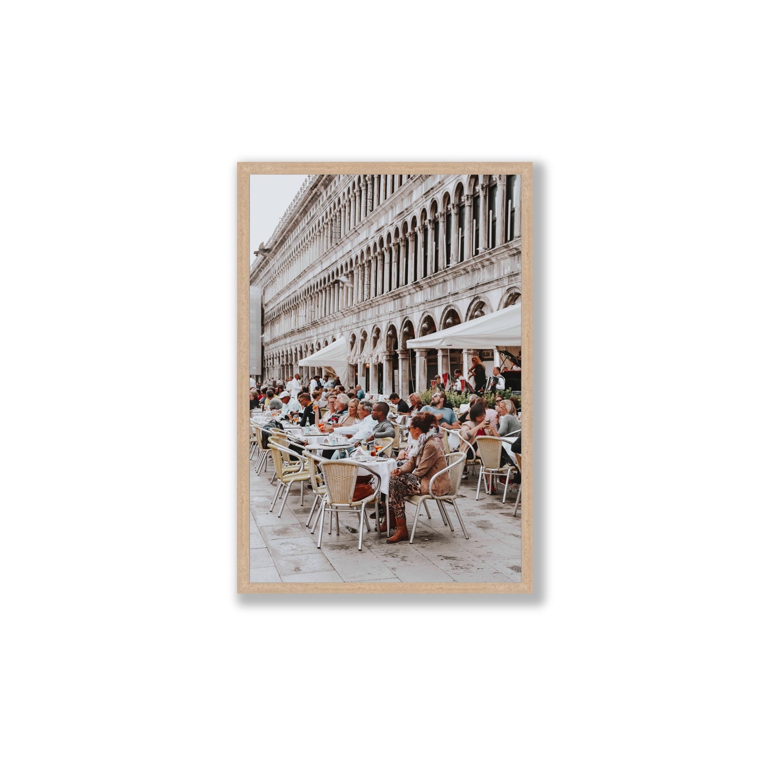 Lunchbreak Venice Italian wall art Large full-bleed fine art print in natural oak frame