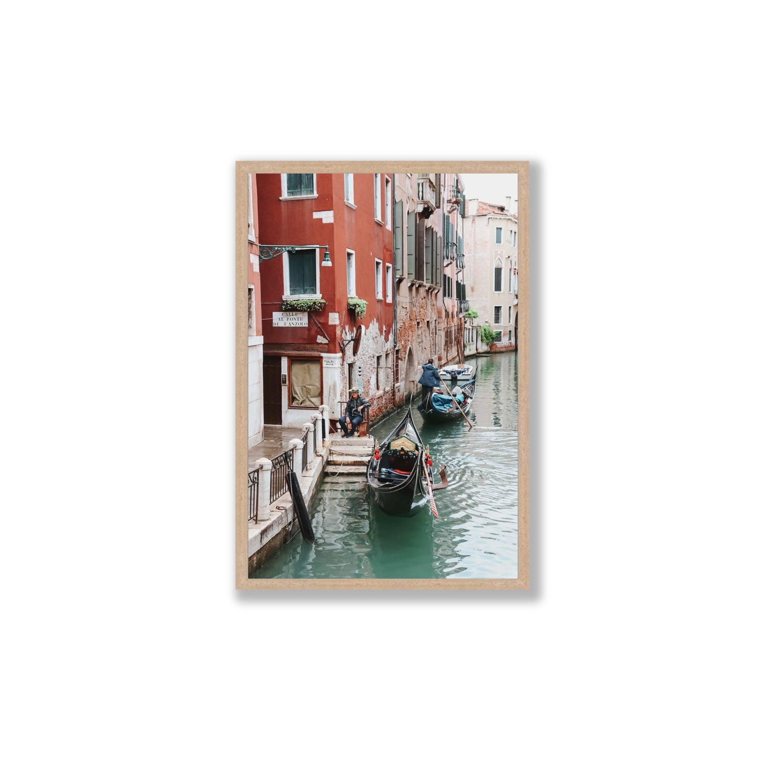 The Merchant Venice Canal Italian wall art Large full-bleed fine art print in natural oak frame