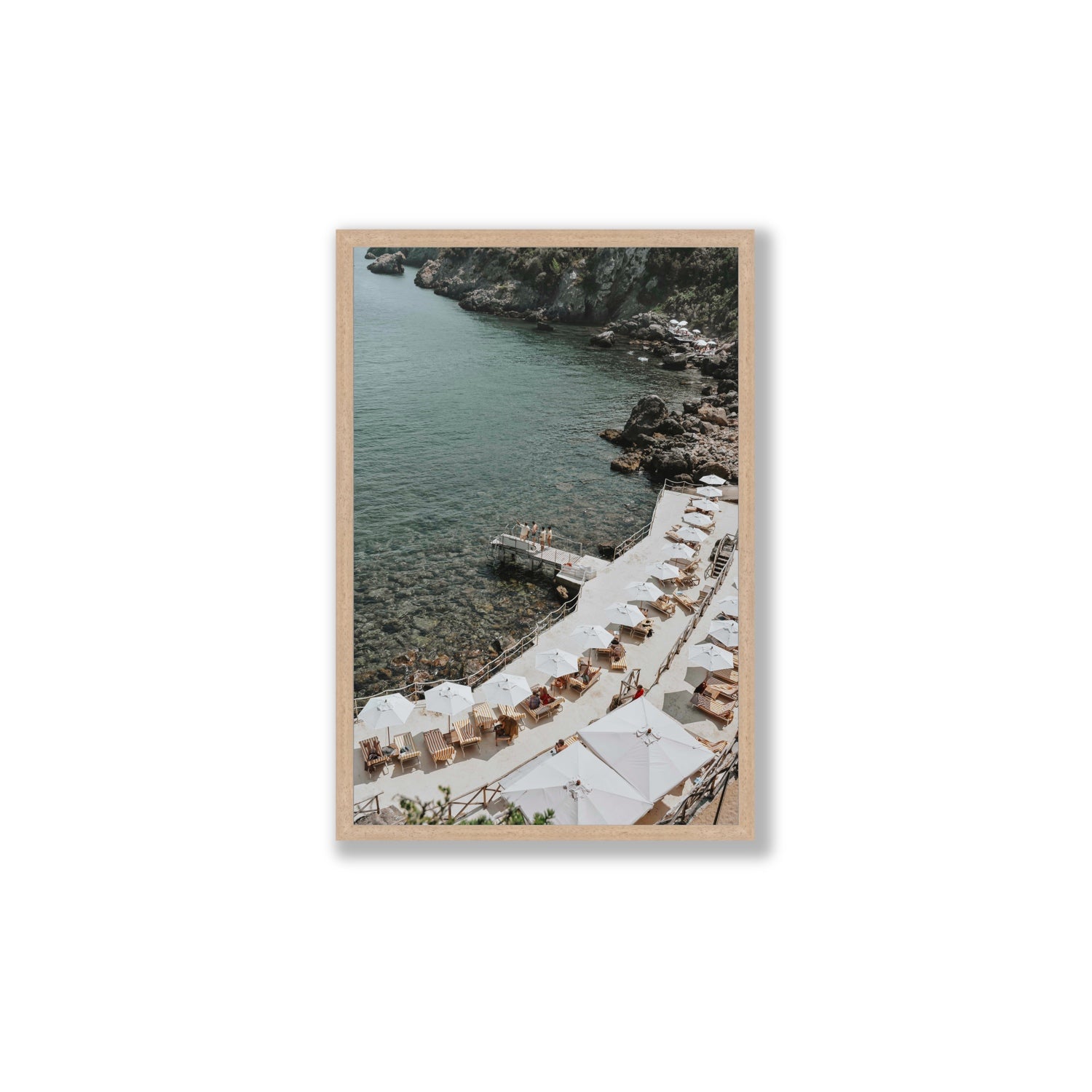 Pier Perspectives Tuscany coastal Italian wall art Large full-bleed fine art print in natural oak frame