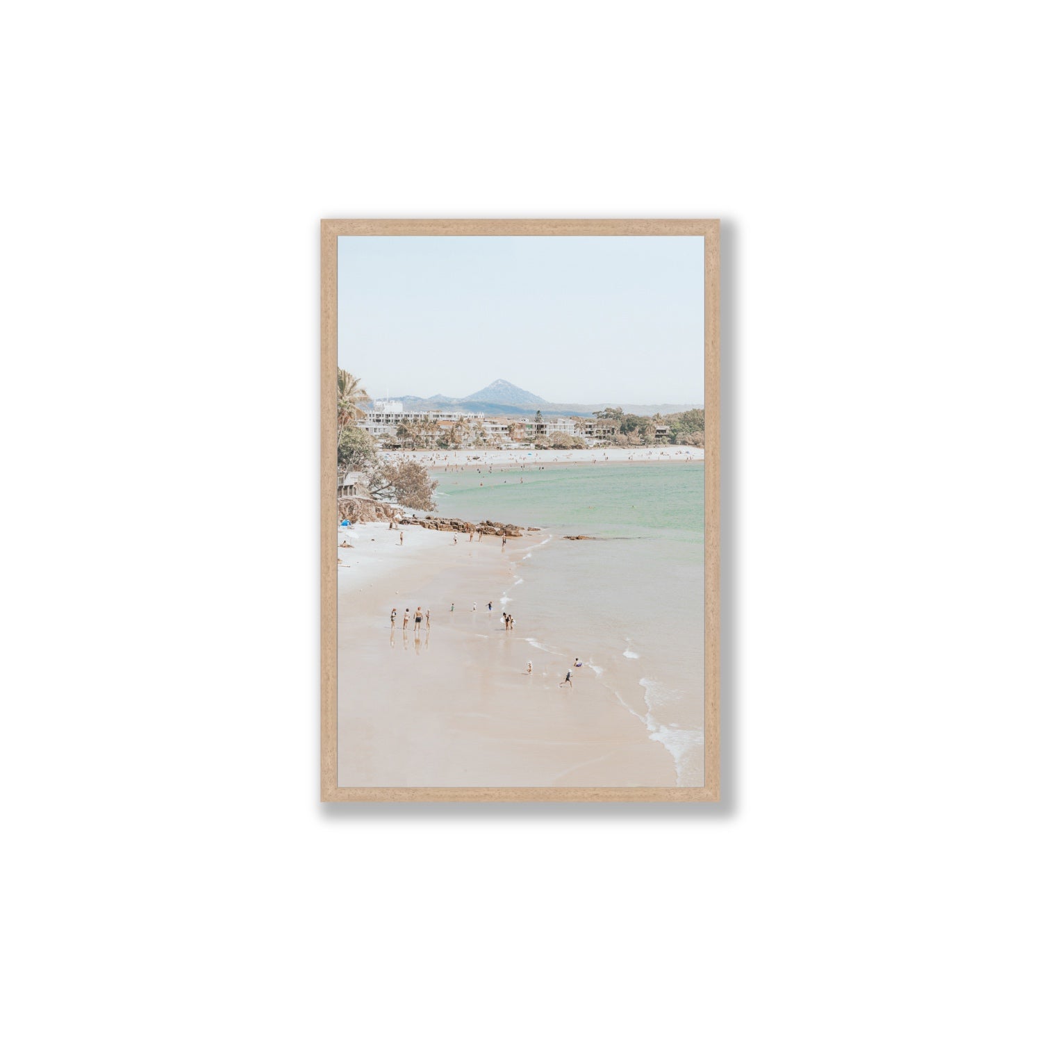 Little Cove Shallows fine art print, Noosa, Australia, coastal scenes artwork, Large, Natural Oak Frame · Full Bleed, Fine Art Print