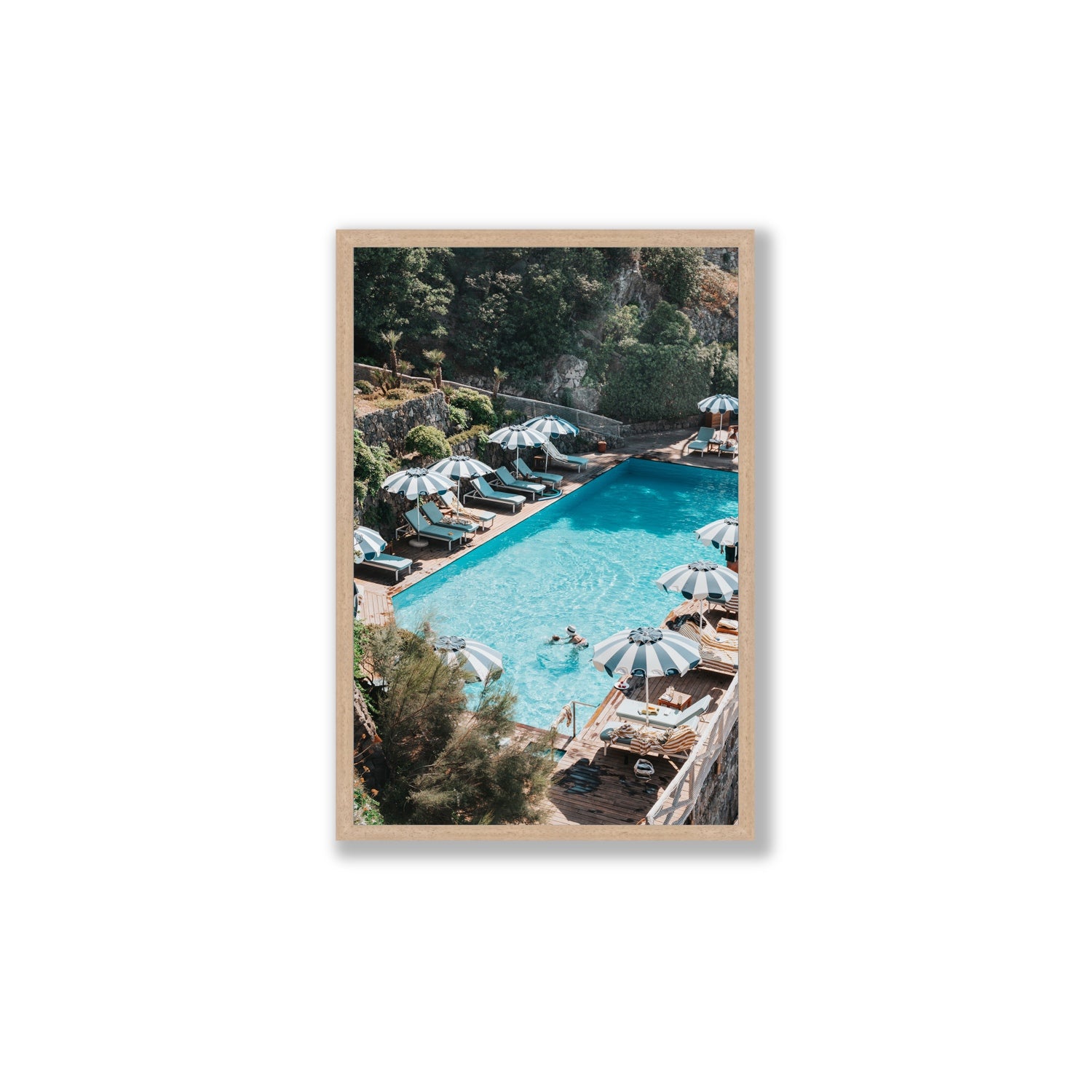 Poolside Paradise fine art print, Ischia, Italy, Large, Natural Oak Frame · Full Bleed, Fine Art Print