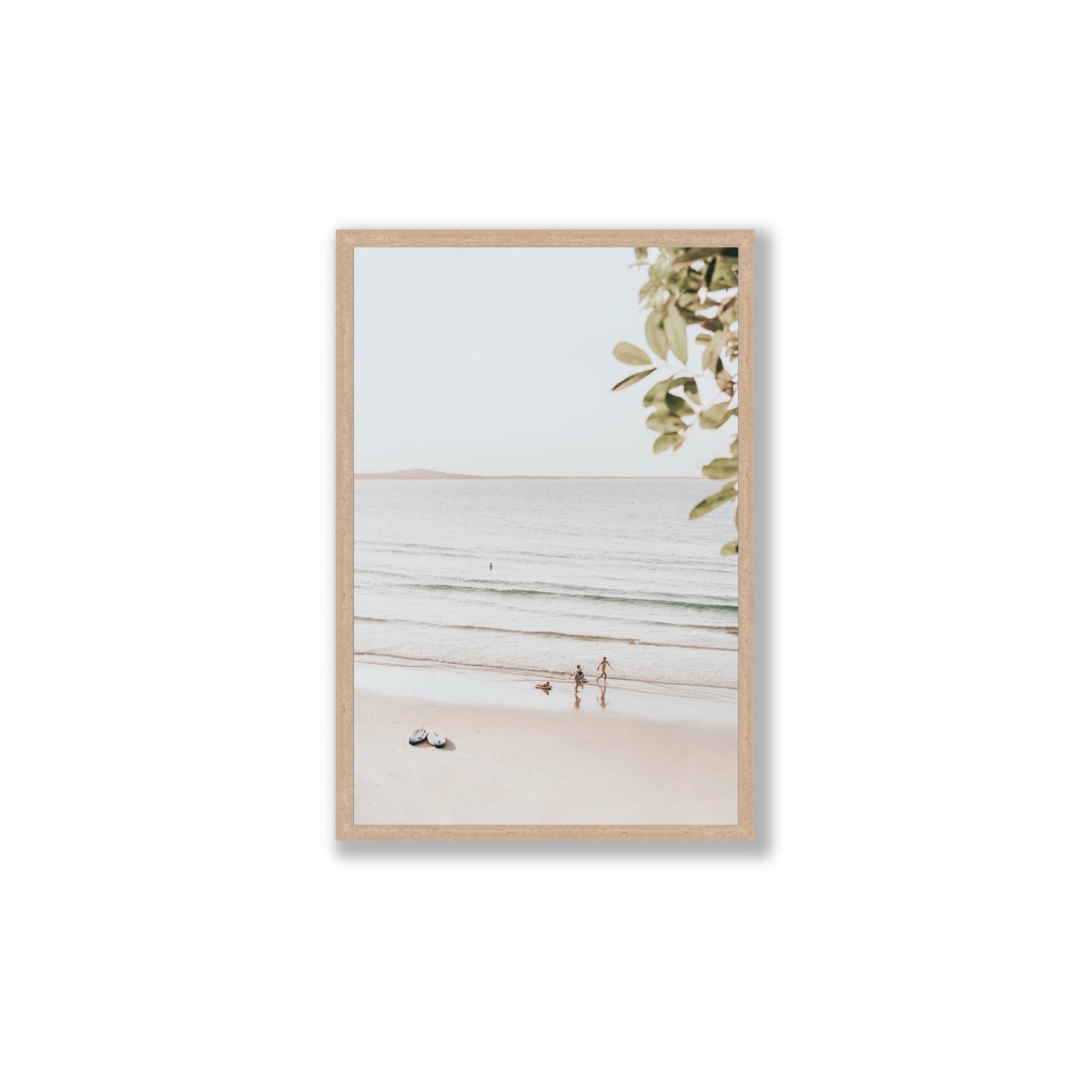 Walking On Sunshine fine art print, Noosa, Australia, coastal scenes artwork, Large, Natural Oak Frame · Full Bleed, Fine Art Print