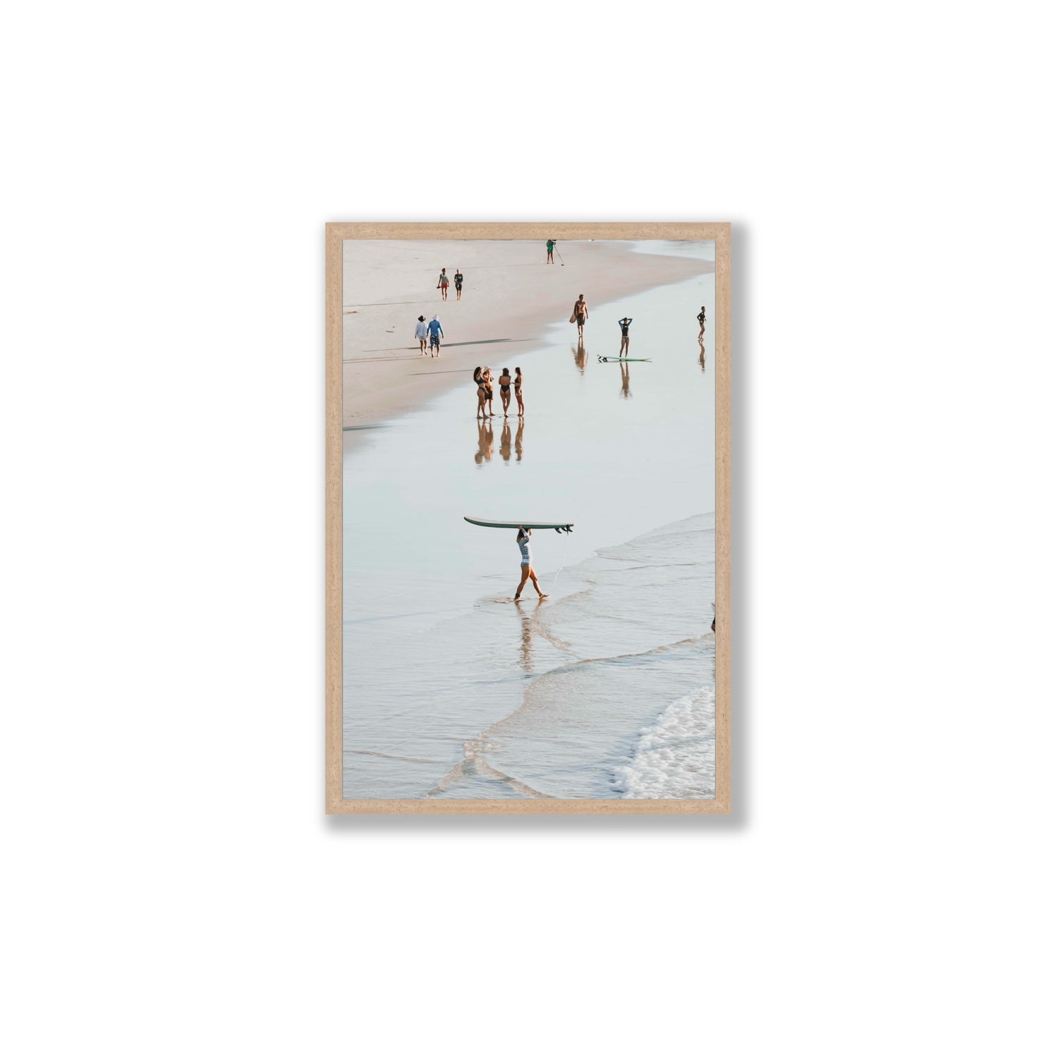 Bailey Byron Bay beach coastal decor wall art Large full-bleed fine art print in natural oak frame