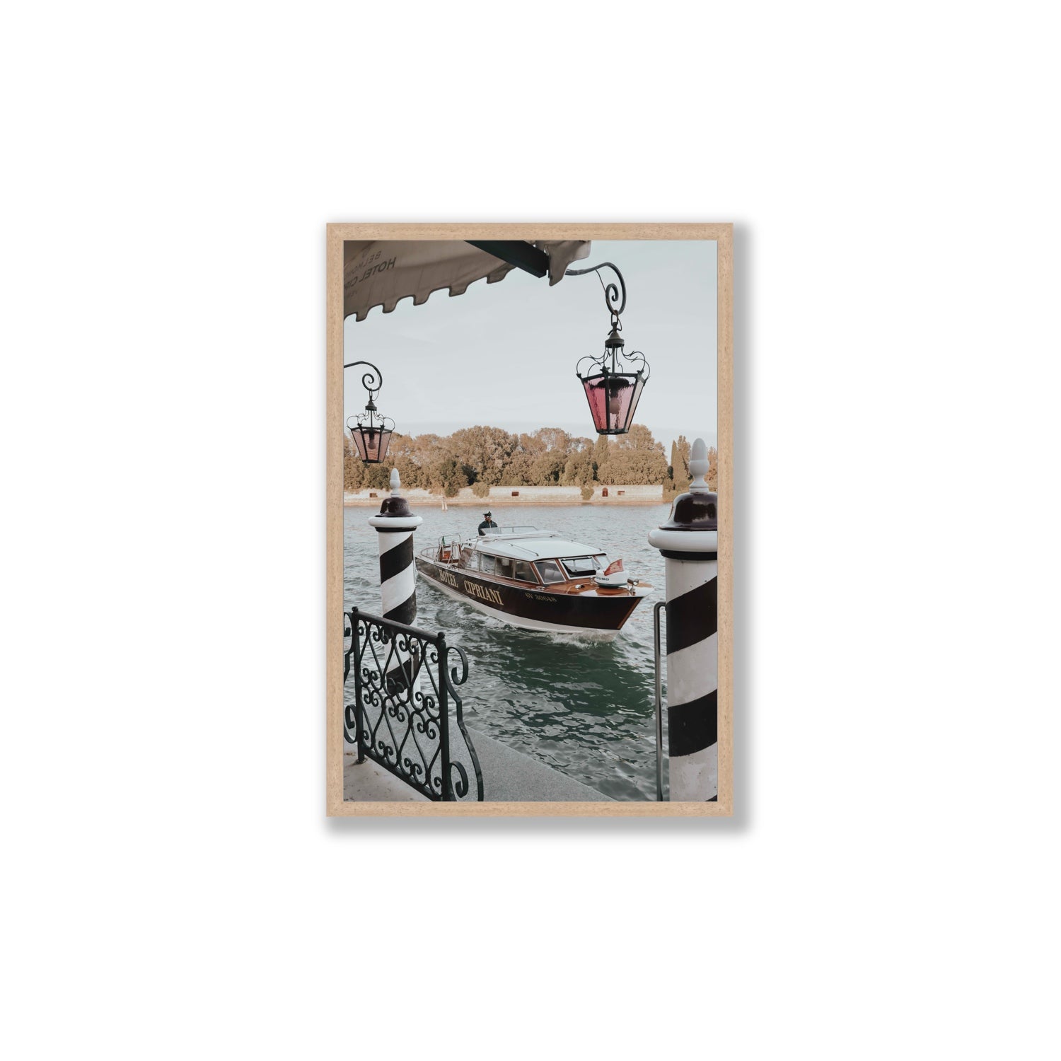 Taxi Shuttle Venice wall art Large full-bleed fine art print in natural oak frame