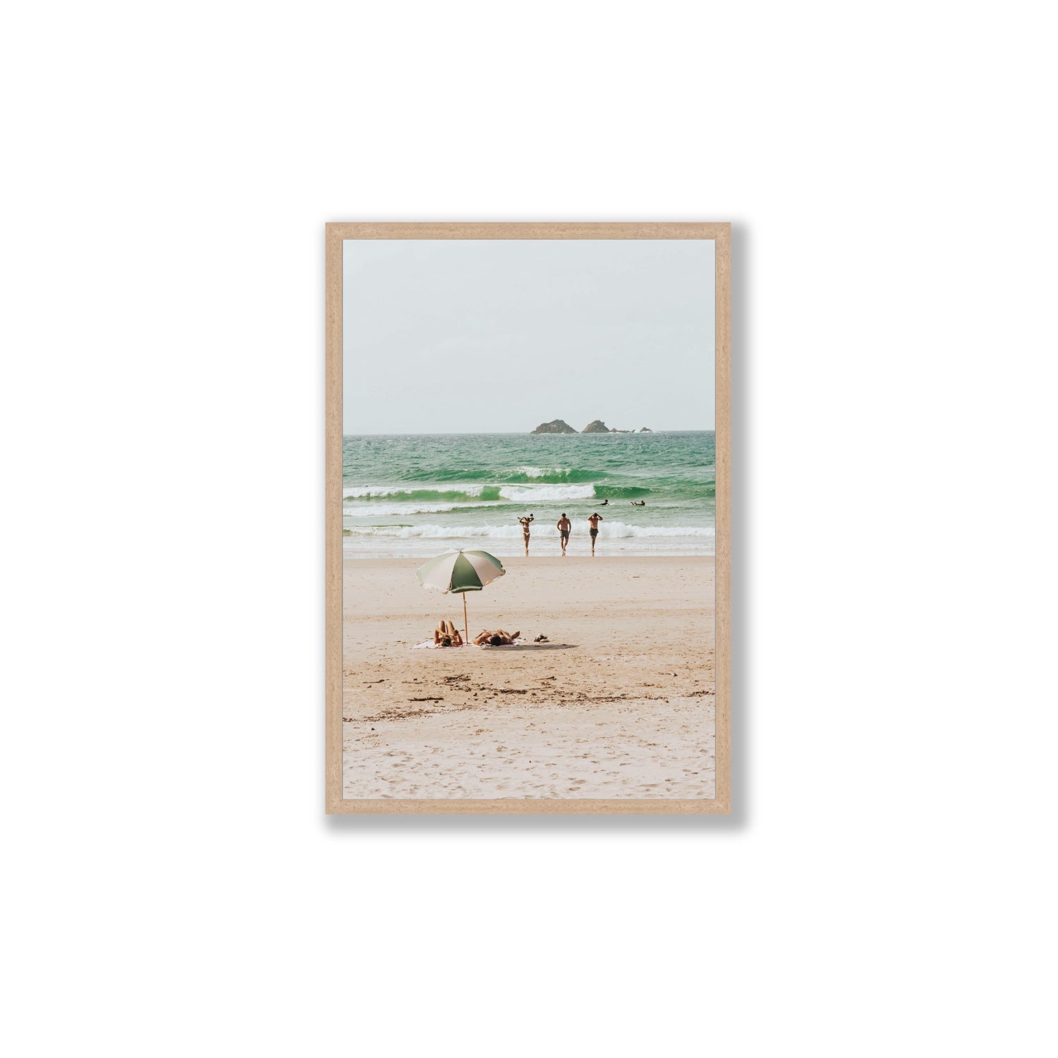 Escape The Ordinary Byron Bay coastal decor wall art Large full-bleed fine art print in natural oak frame