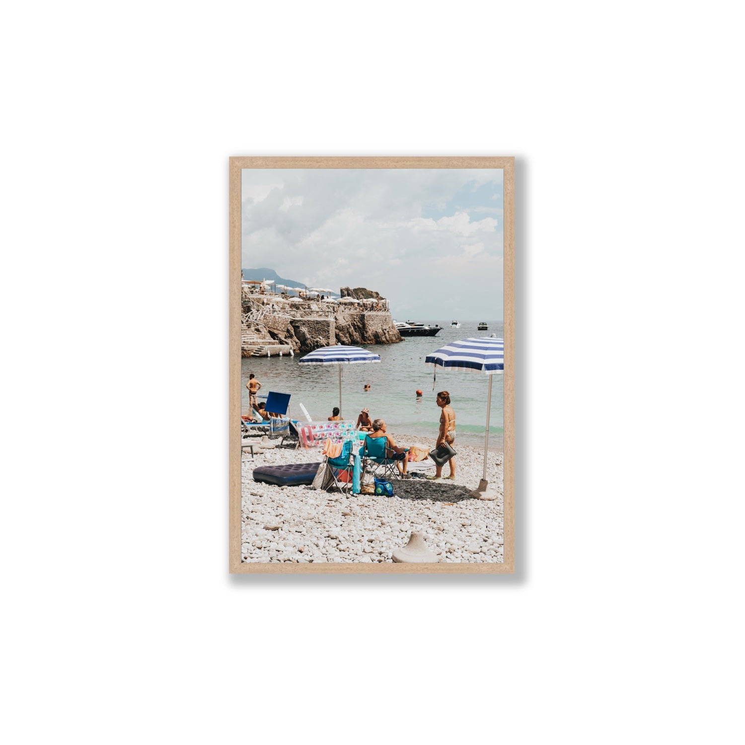 Couple Goals Nerano Amalfi Coast coastal wall art Large full-bleed fine art print in natural oak frame