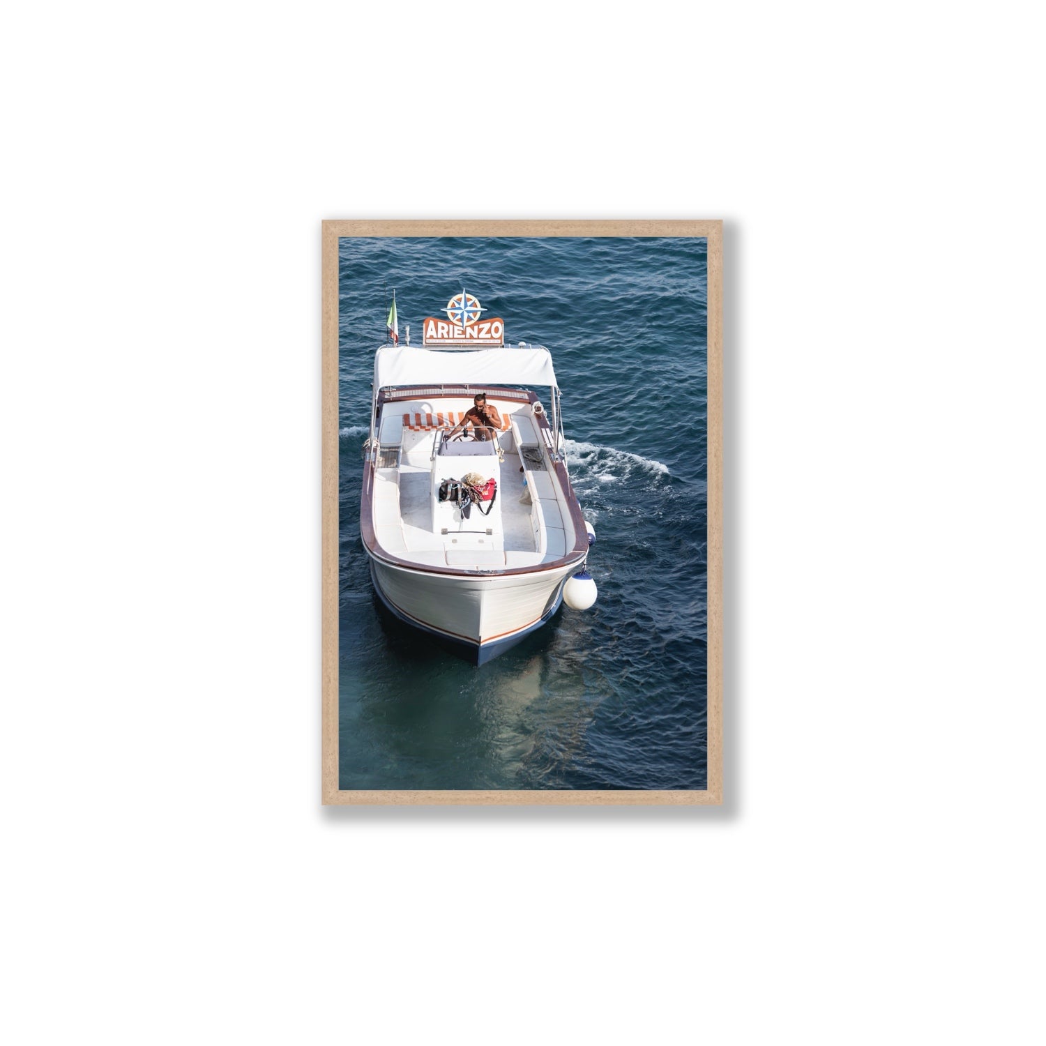 Pilota di Motoscafo fine art print, Positano, Italy, Large, Natural Oak Frame · Full Bleed, Fine Art Print
