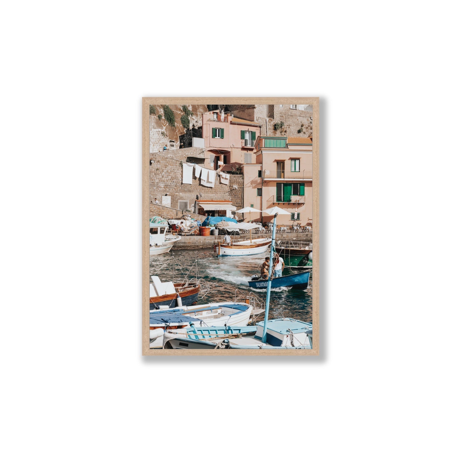 Coastal Carousel fine art print, Sorrento, Italy, Large, Natural Oak Frame · Full Bleed, Fine Art Print