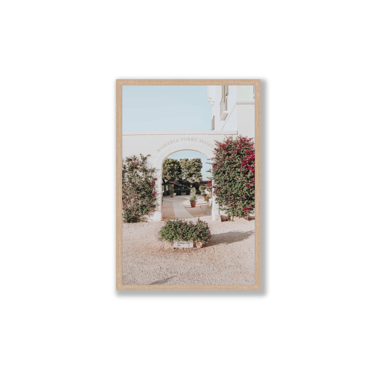 Torre Maizza Puglia Italian wall art Large full-bleed fine art print in natural oak frame