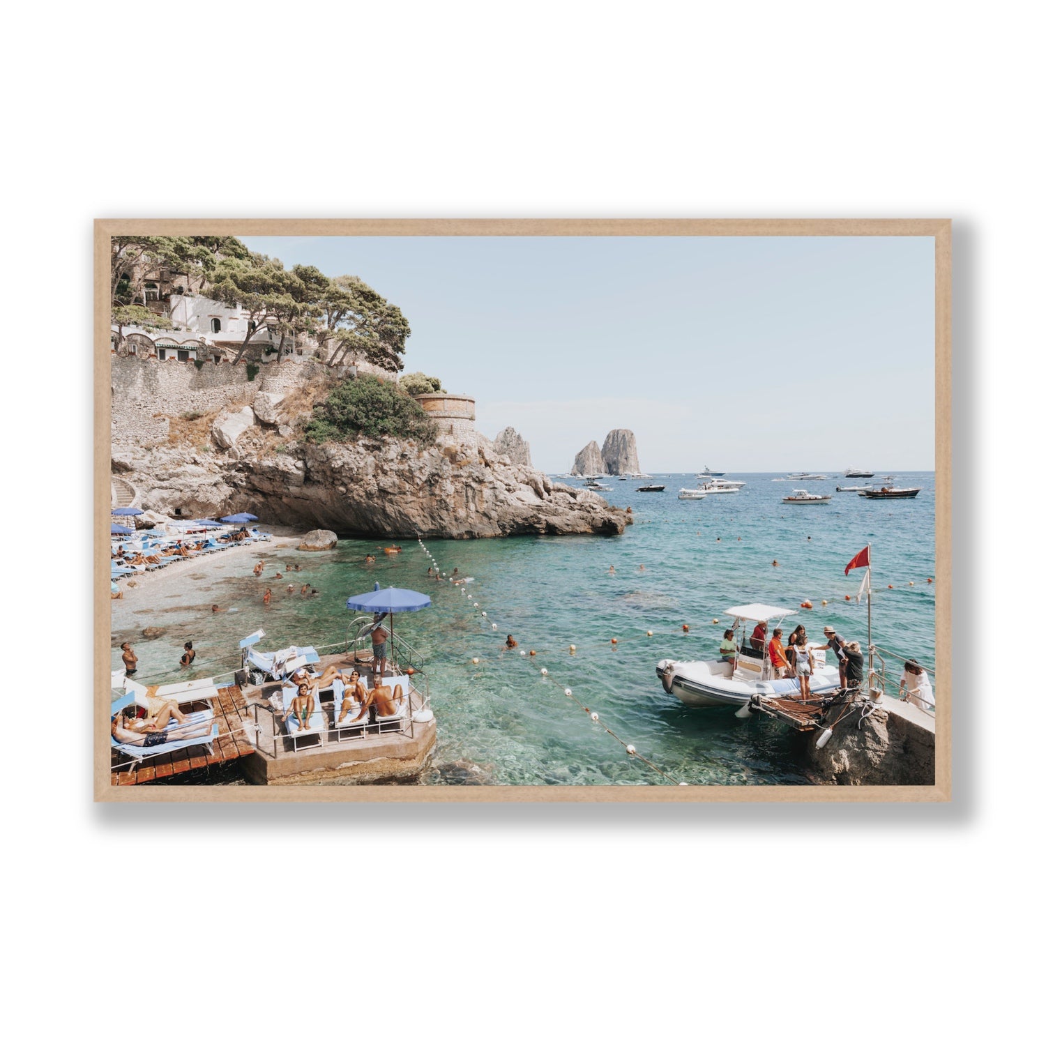 Torre Saracena fine art print, Capri, Italy, Statement, Natural Oak Frame · Full Bleed, Fine Art Print