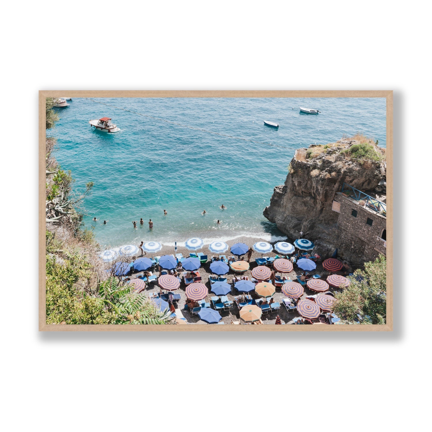 The Cove fine art print, Positano, Italy, Statement, Natural Oak Frame · Full Bleed, Fine Art Print