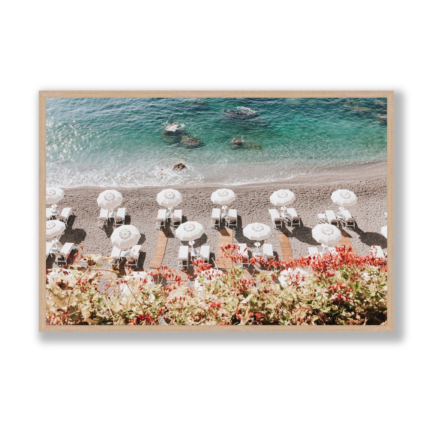 Coastal Charms fine art print, Amalfi, Italy, Statement, Natural Oak Frame · Full Bleed, Fine Art Print
