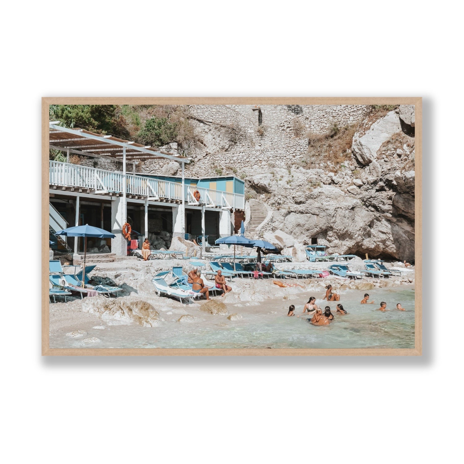 Beachside Bronze fine art print, Capri, Italy, Statement, Natural Oak Frame · Full Bleed, Fine Art Print