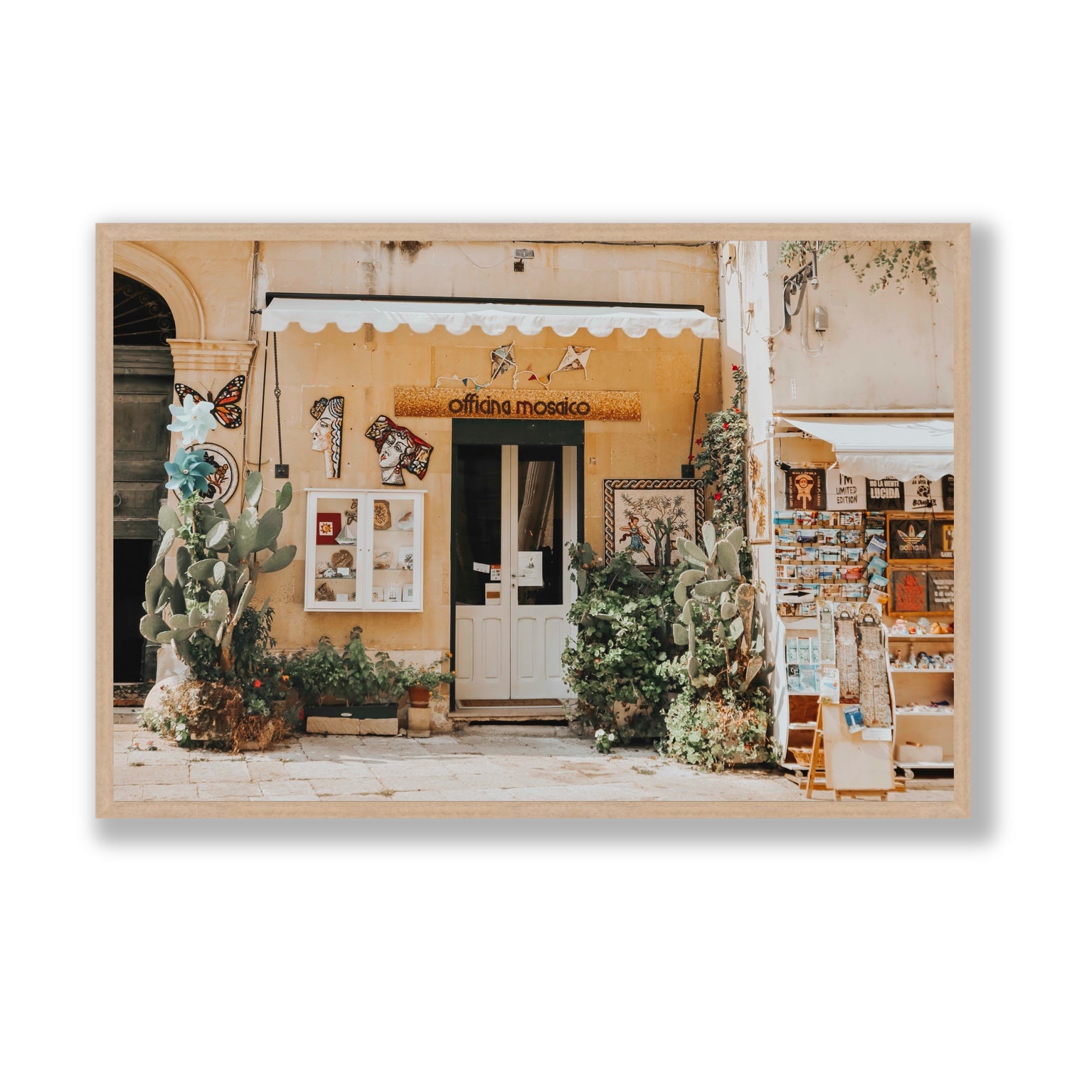 Mosaic Workshop Puglia Italian wall art Statement full-bleed fine art print in natural oak frame