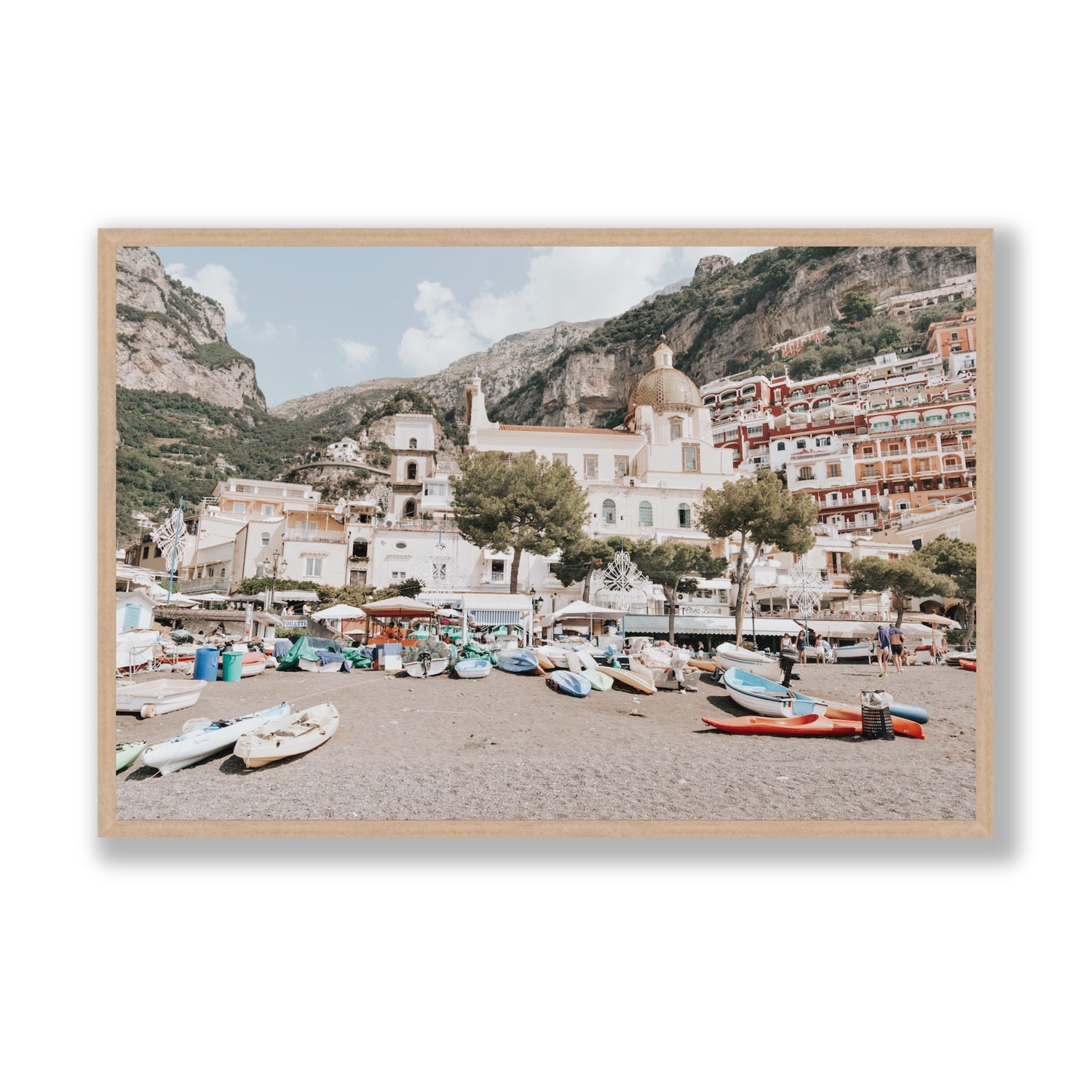 Pastel Paradise fine art print, Positano, Italy, Statement, Natural Oak Frame · Full Bleed, Fine Art Print