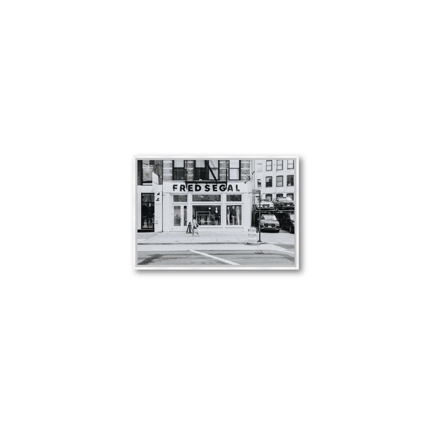 Noir York New York NYC Black & White wall art Small fine art canvas in white float frame