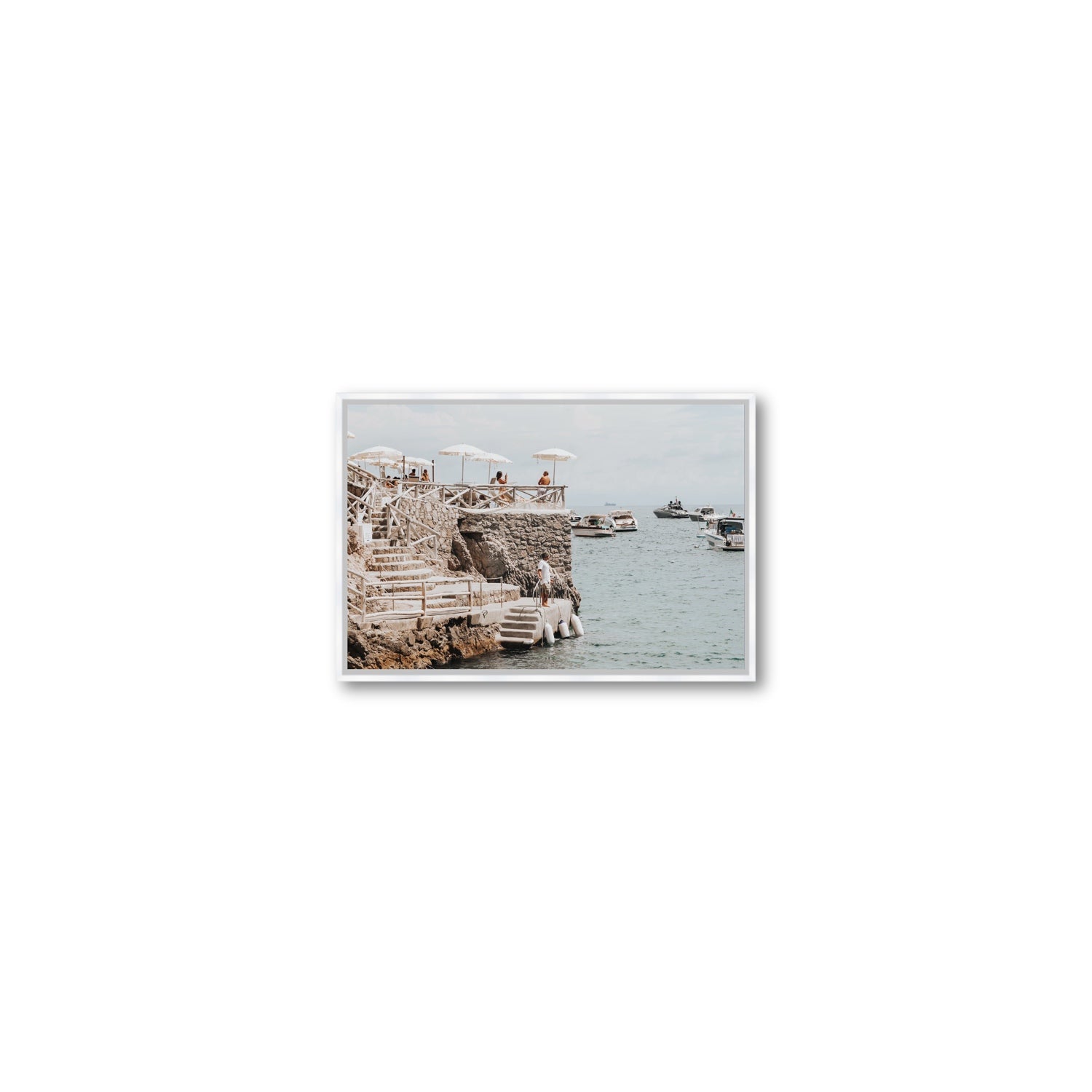 Conca Del Sogno fine art print, Nerano, Italy, Small, White Float Frame, Fine Art Canvas
