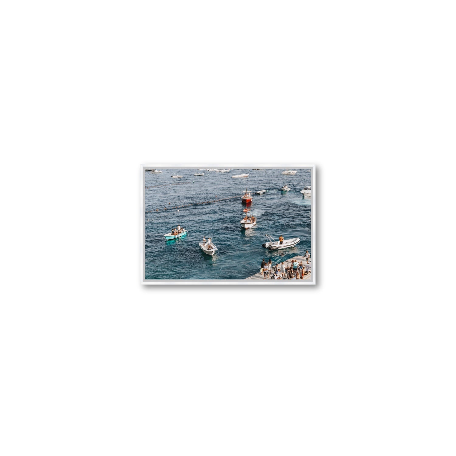 Nautical Parade Positano wall art Small fine art canvas in white float frame