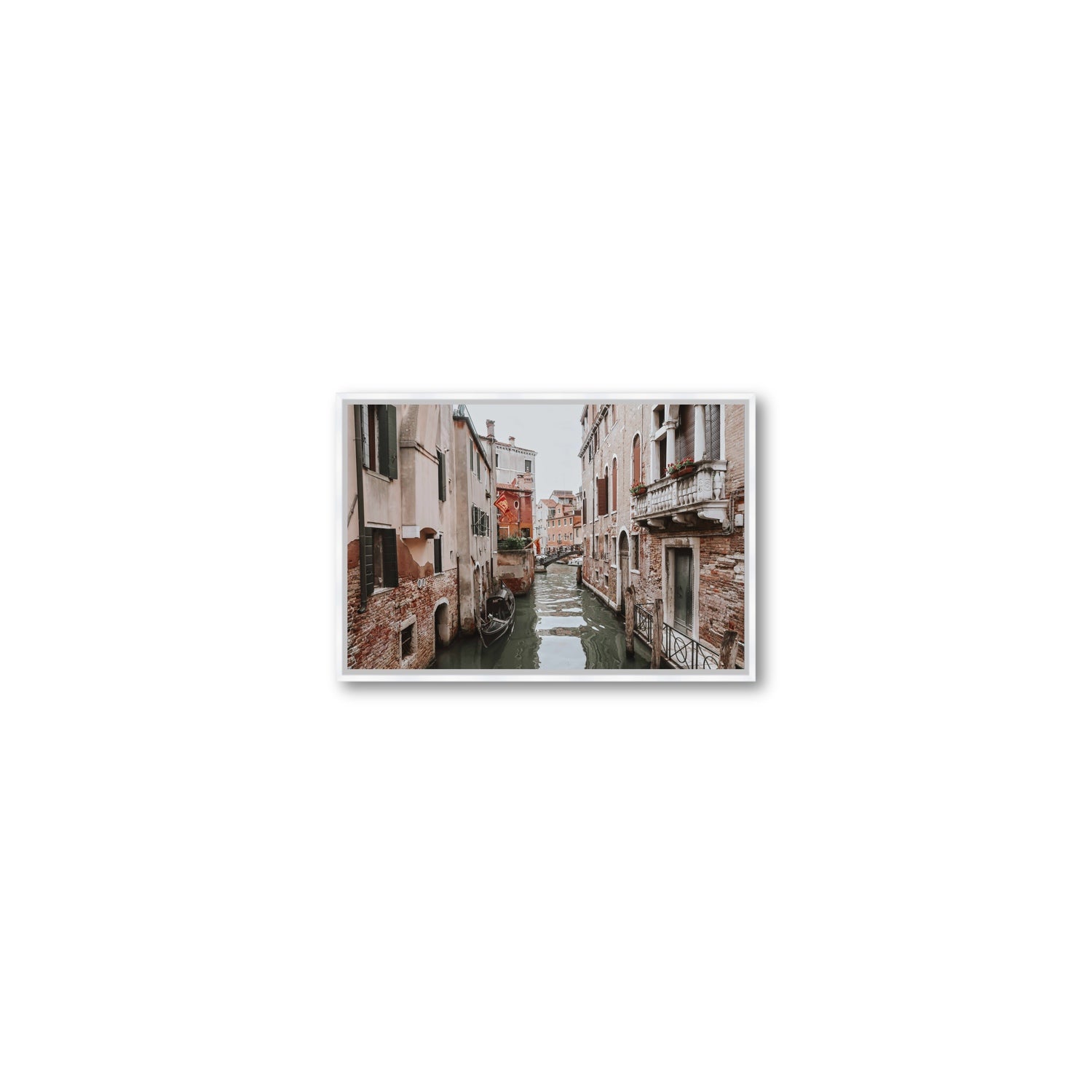Venetian Gothic Venice Canal Italian wall art Small fine art canvas in white float frame