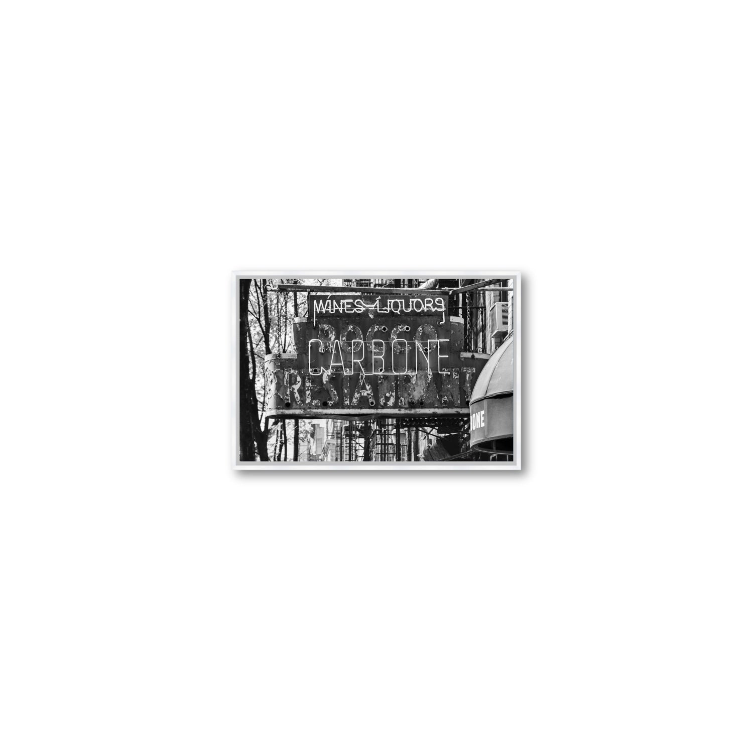 Thompson Street New York NYC Black & White wall art Small fine art canvas in white float frame