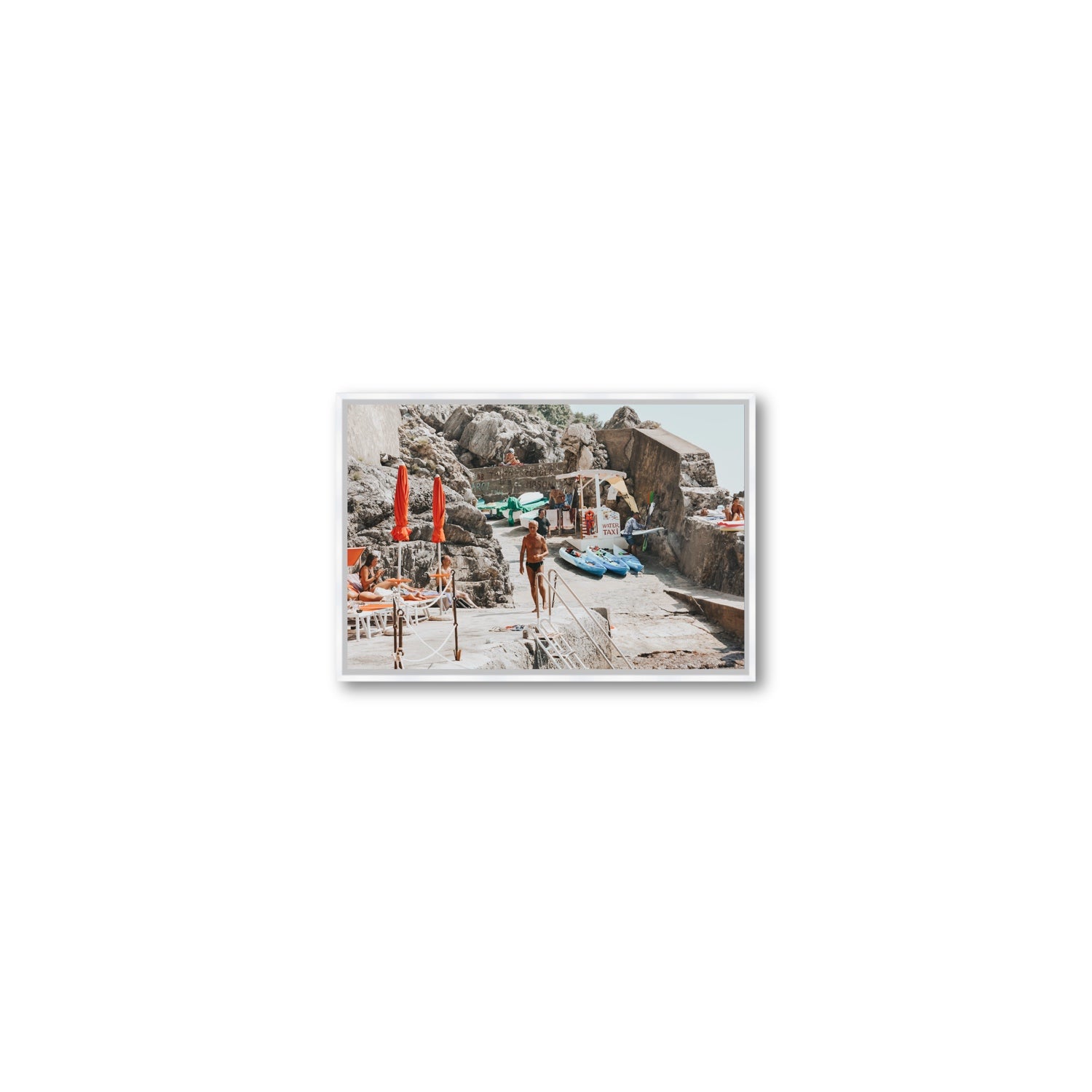 The Local Praiano Amalfi Coast Mediterranean wall art Small fine art canvas in white float frame