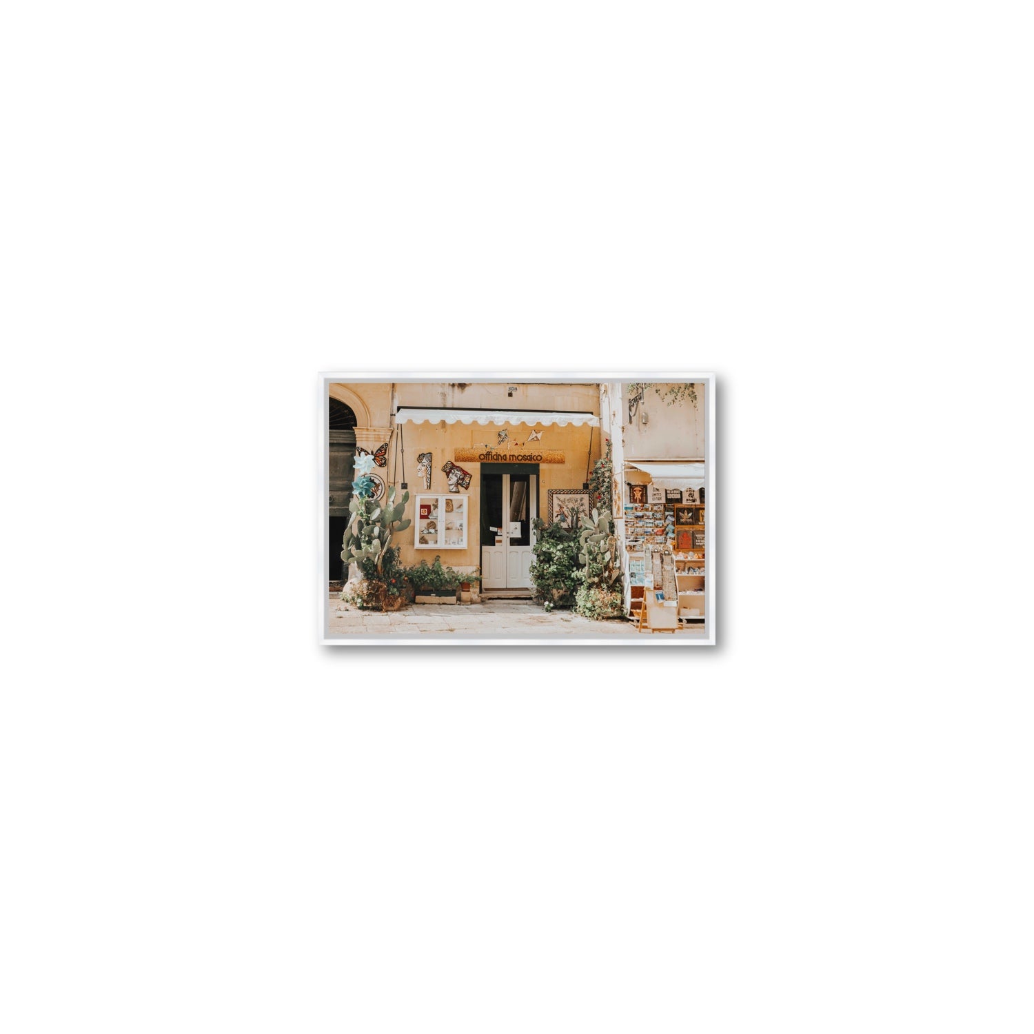 Mosaic Workshop Puglia Italian wall art Small fine art canvas in white float frame