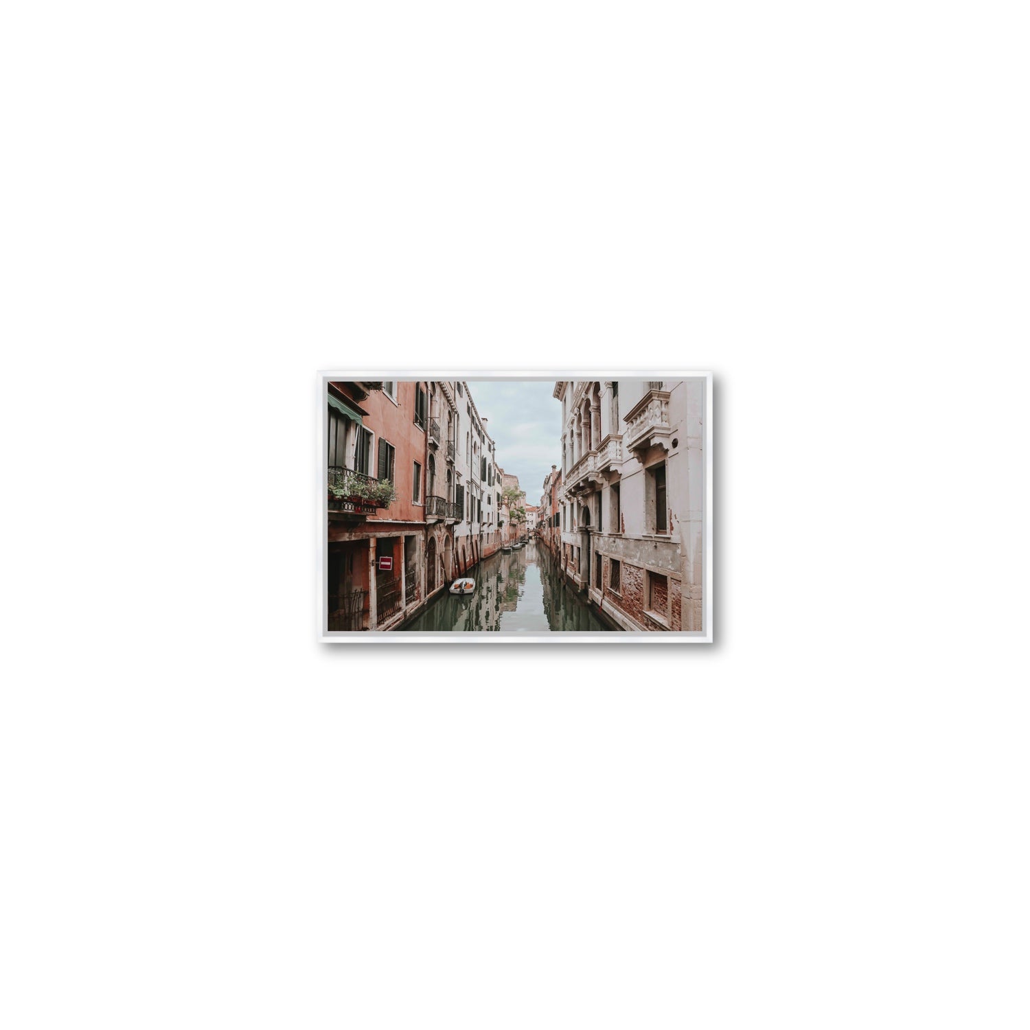 The Floating City Venice Canal Italian decor wall art Small fine art canvas in white float frame