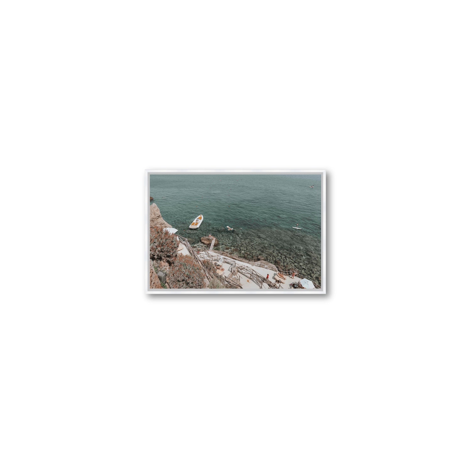 The Lagoon Tuscany coastal Italian wall art Small fine art canvas in white float frame